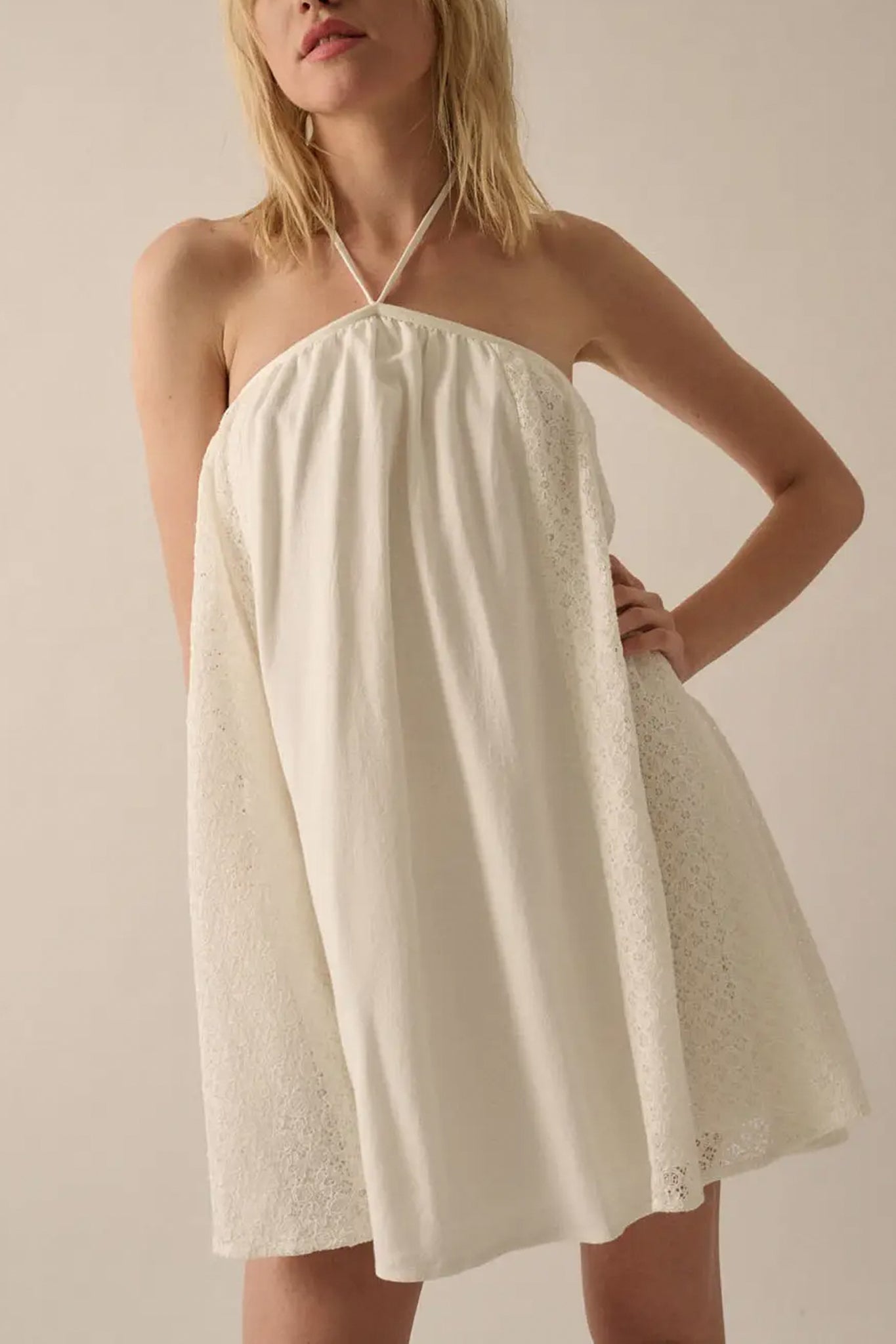 Lace Halter Mini Dress