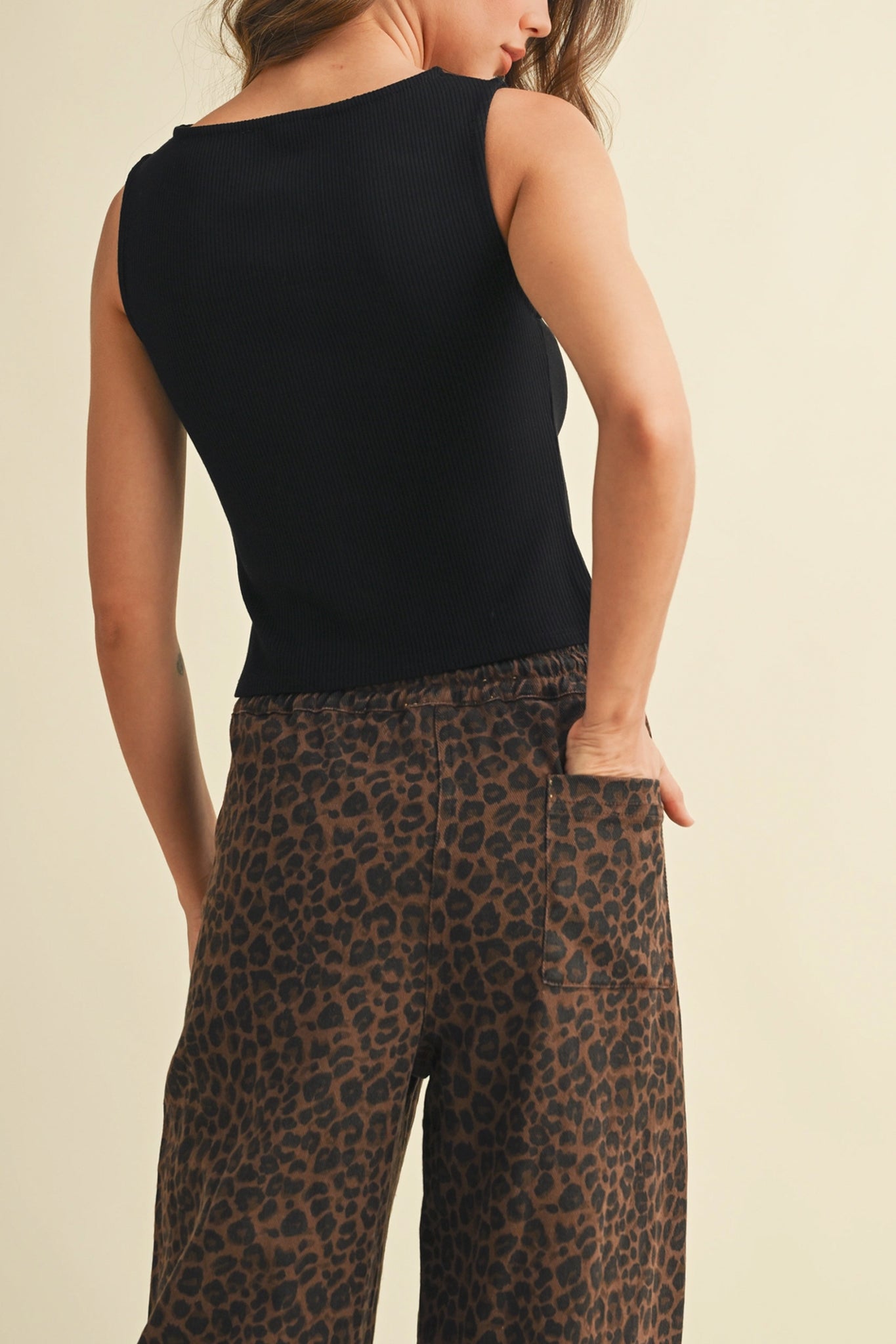 Leopard Denim Track Pants
