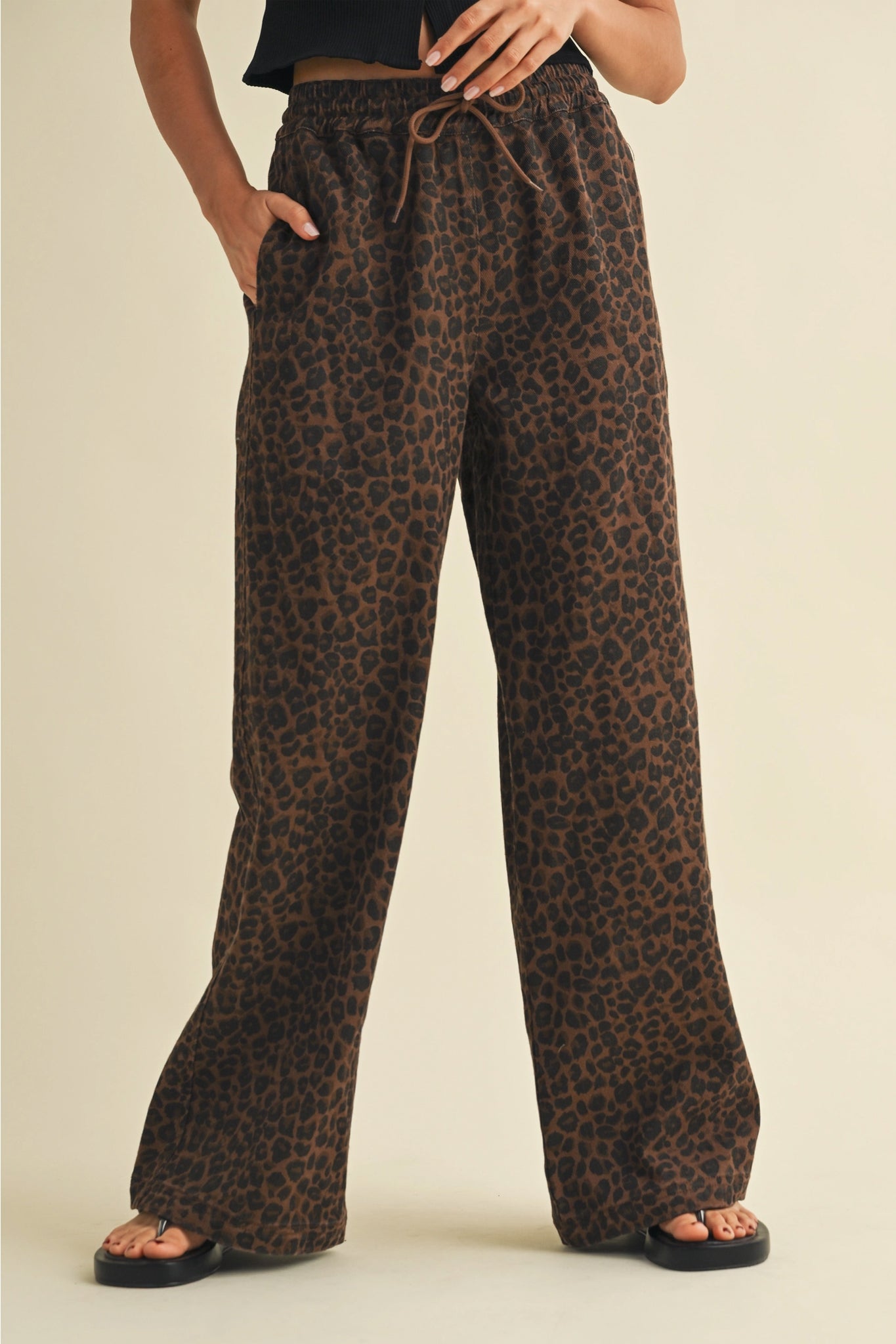Leopard Denim Track Pants