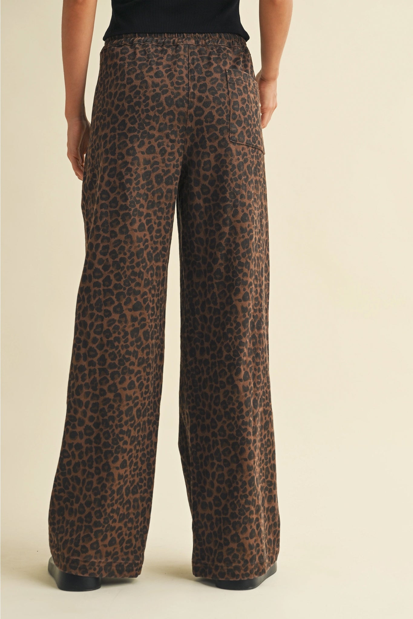Leopard Denim Track Pants