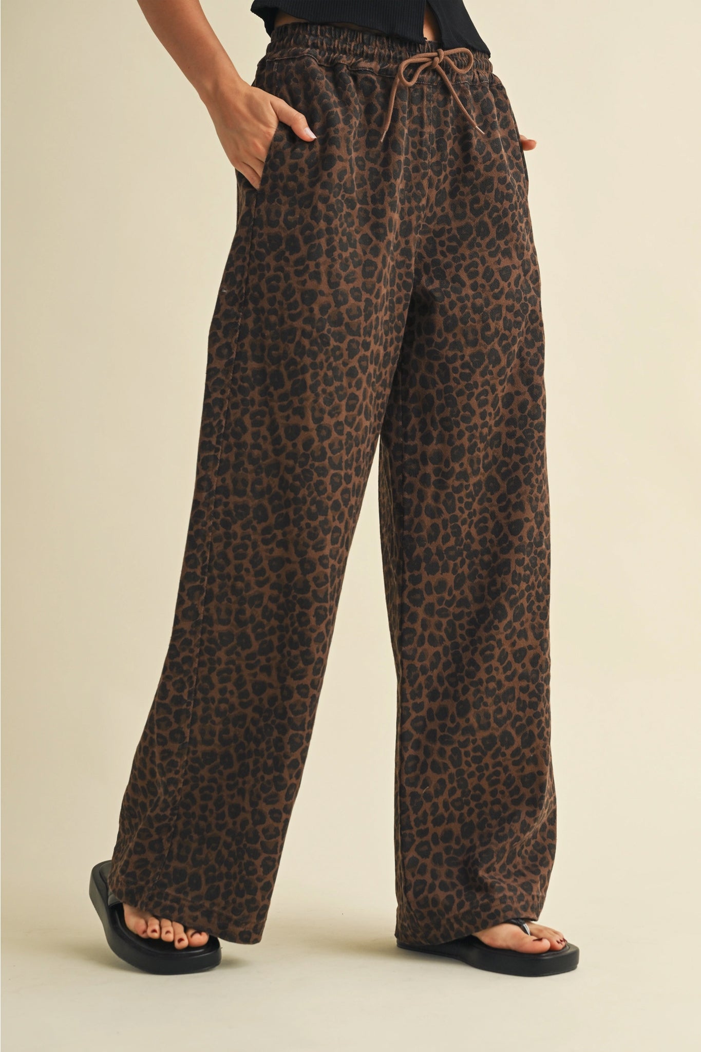 Leopard Denim Track Pants