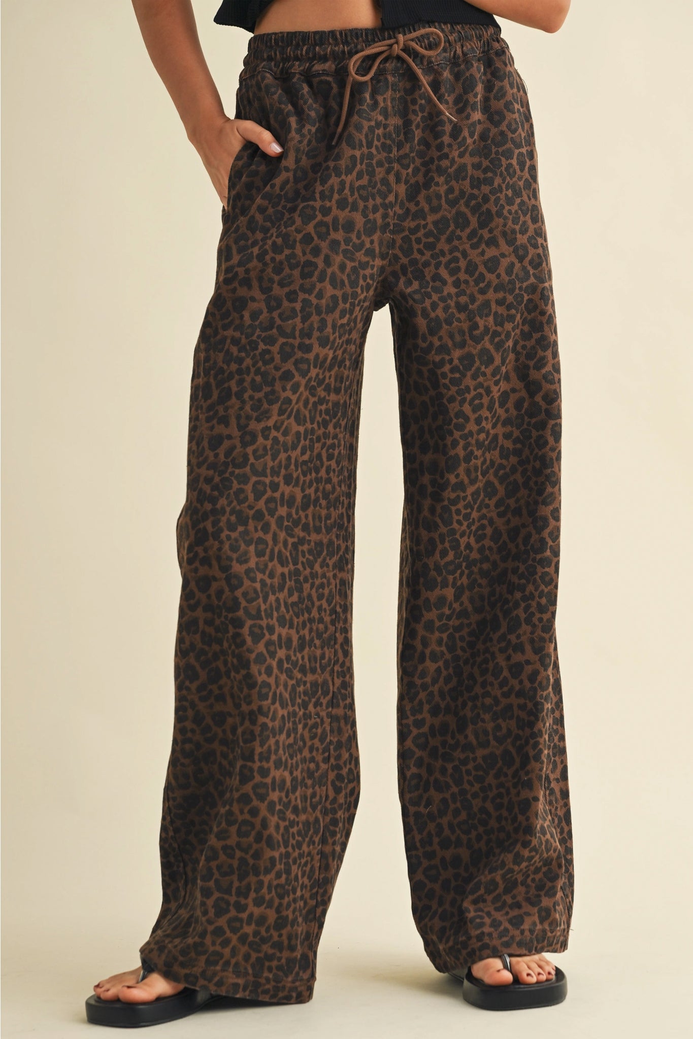 Leopard Denim Track Pants