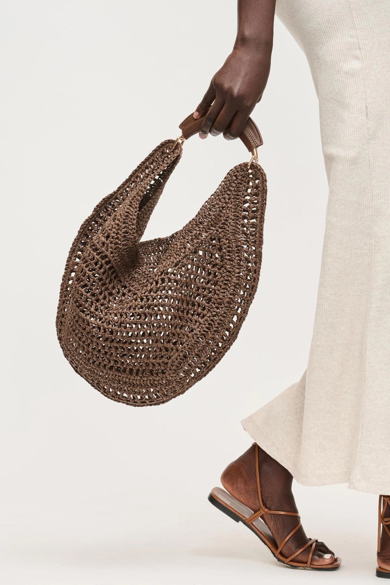Marisol Crochet Hobo Bag in Chocolate