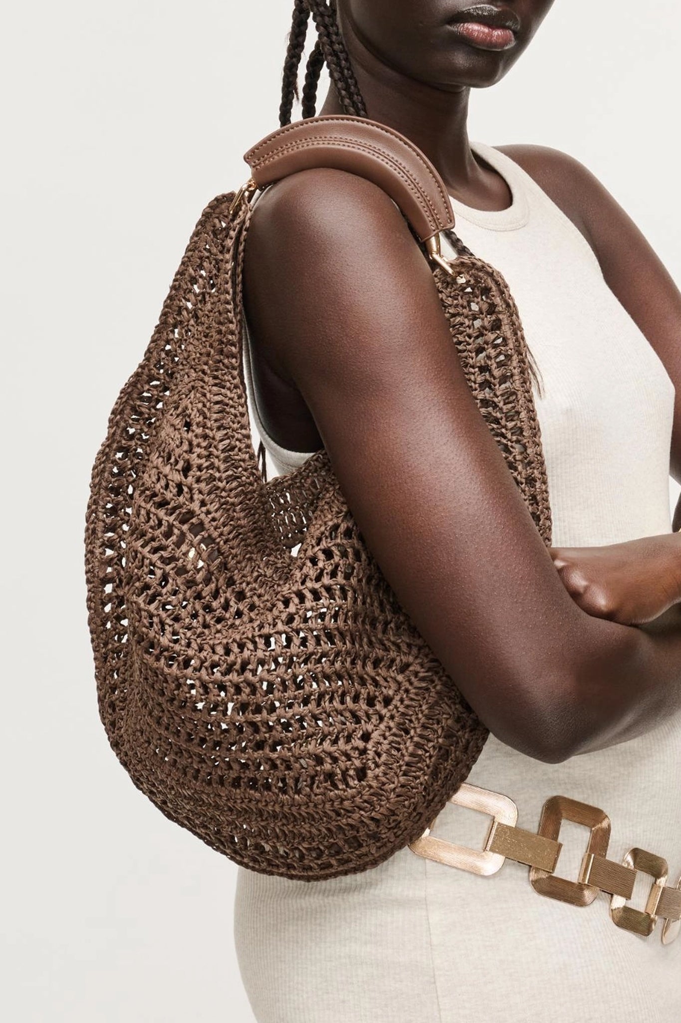 Marisol Crochet Hobo Bag in Chocolate