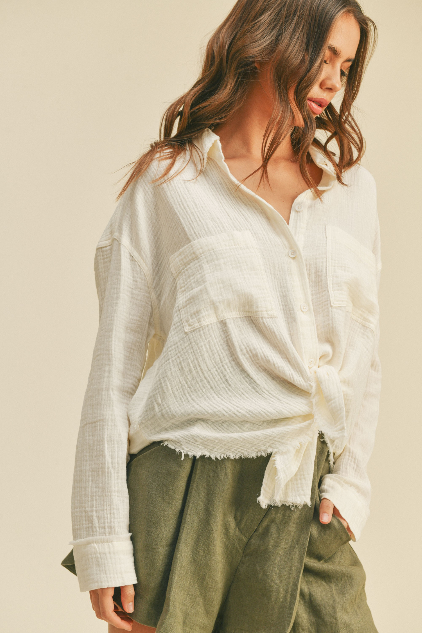 Oatie Buttondown in Cream
