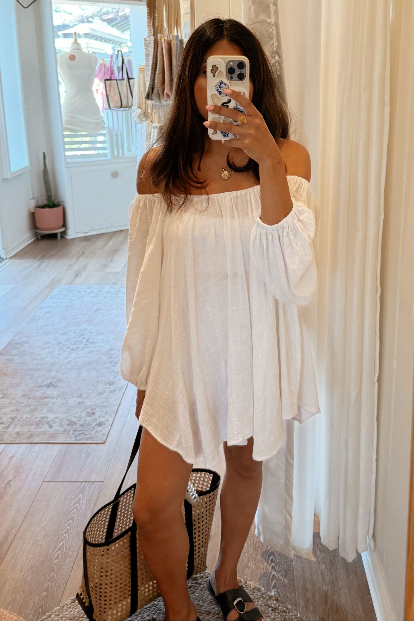 Shoulder Off Tunic Top