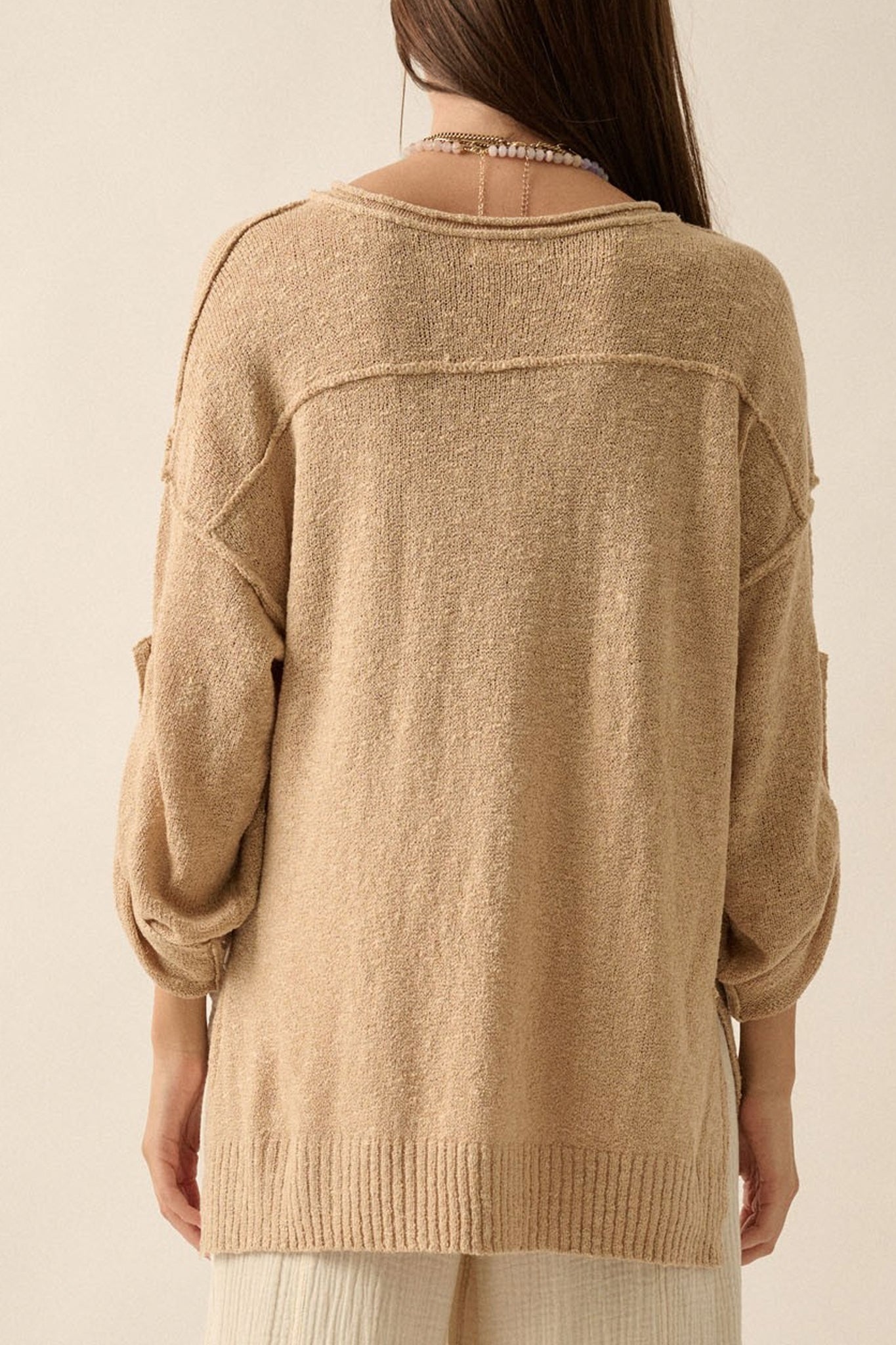 Oversized Henley Sweater Top