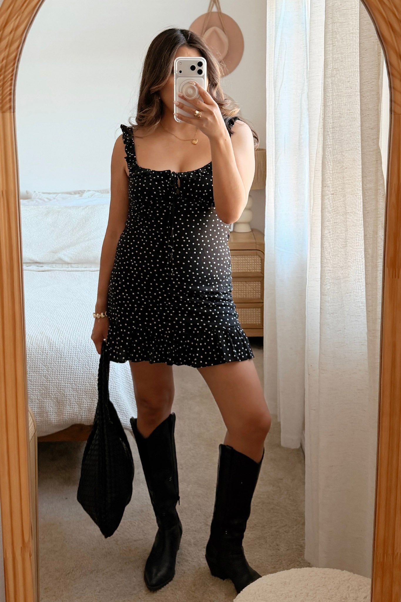 polka dot ruffle mini dress Polka Dot Ruffle Mini Dress L