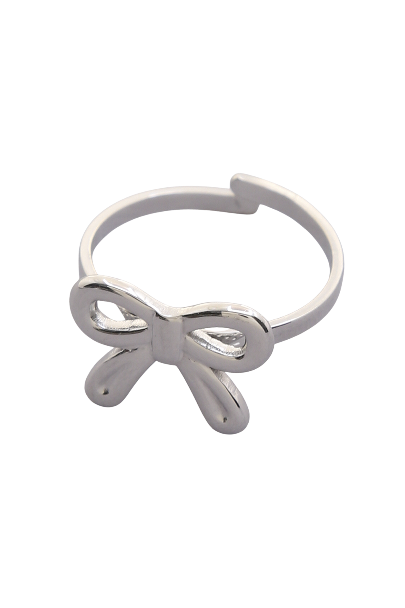 Elegant Ribbon Bow adjustable ring in silver from Larrea Cove's jewelry collection, embodying coastal boho charm and effortless style.