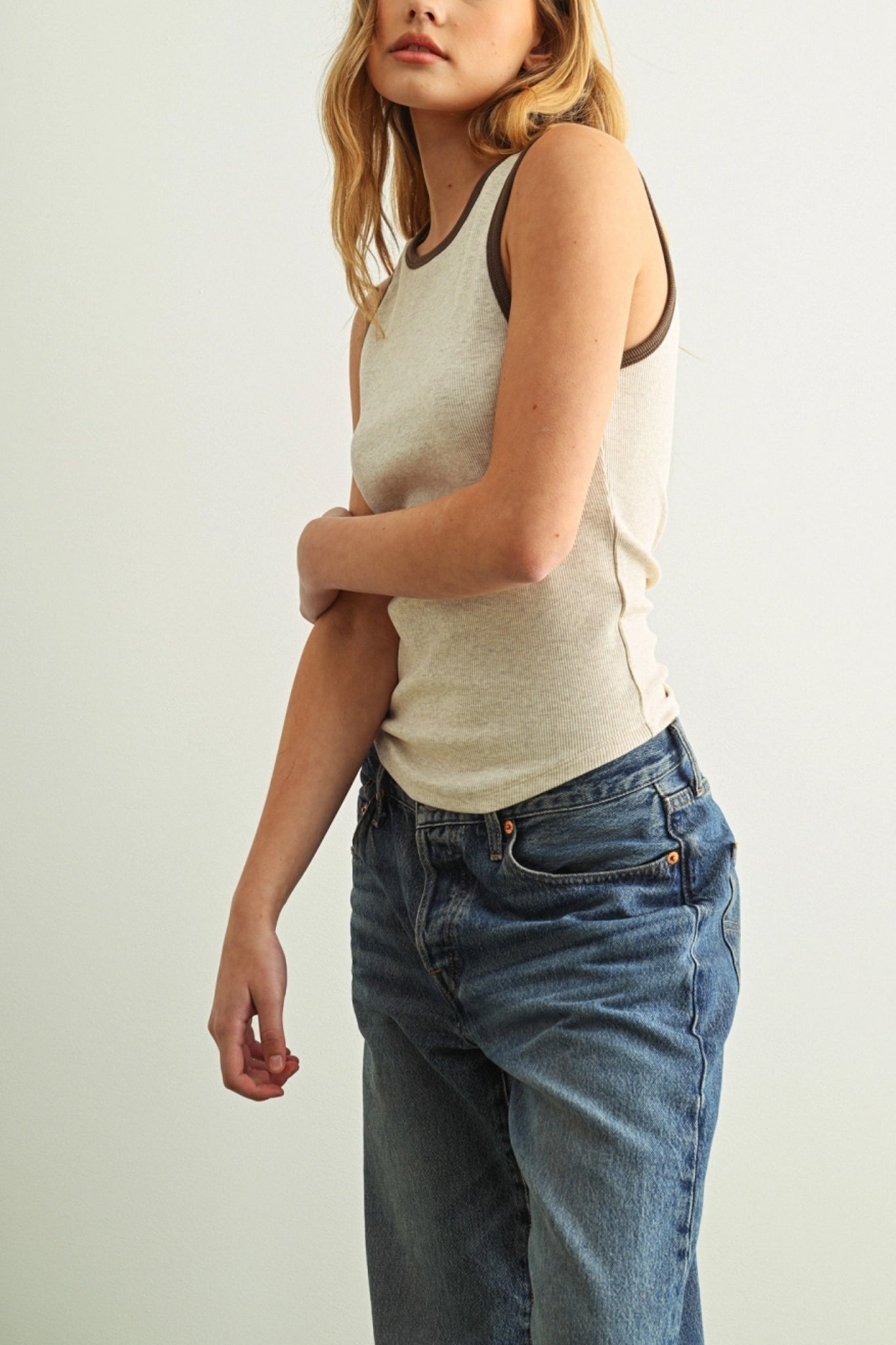 Sandstone Contrast Tank Top