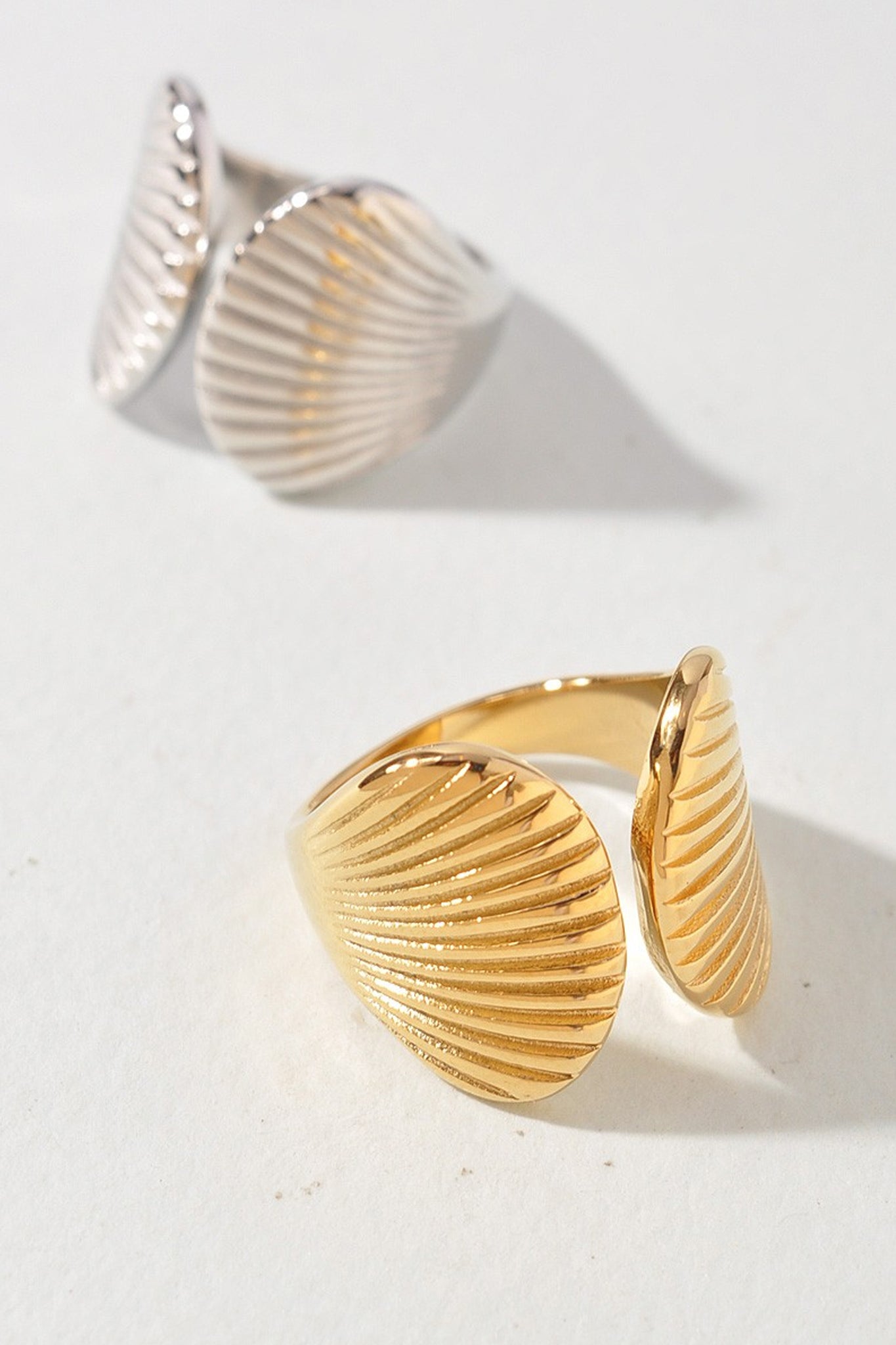 Moonlit Shell Statement Ring in Silver