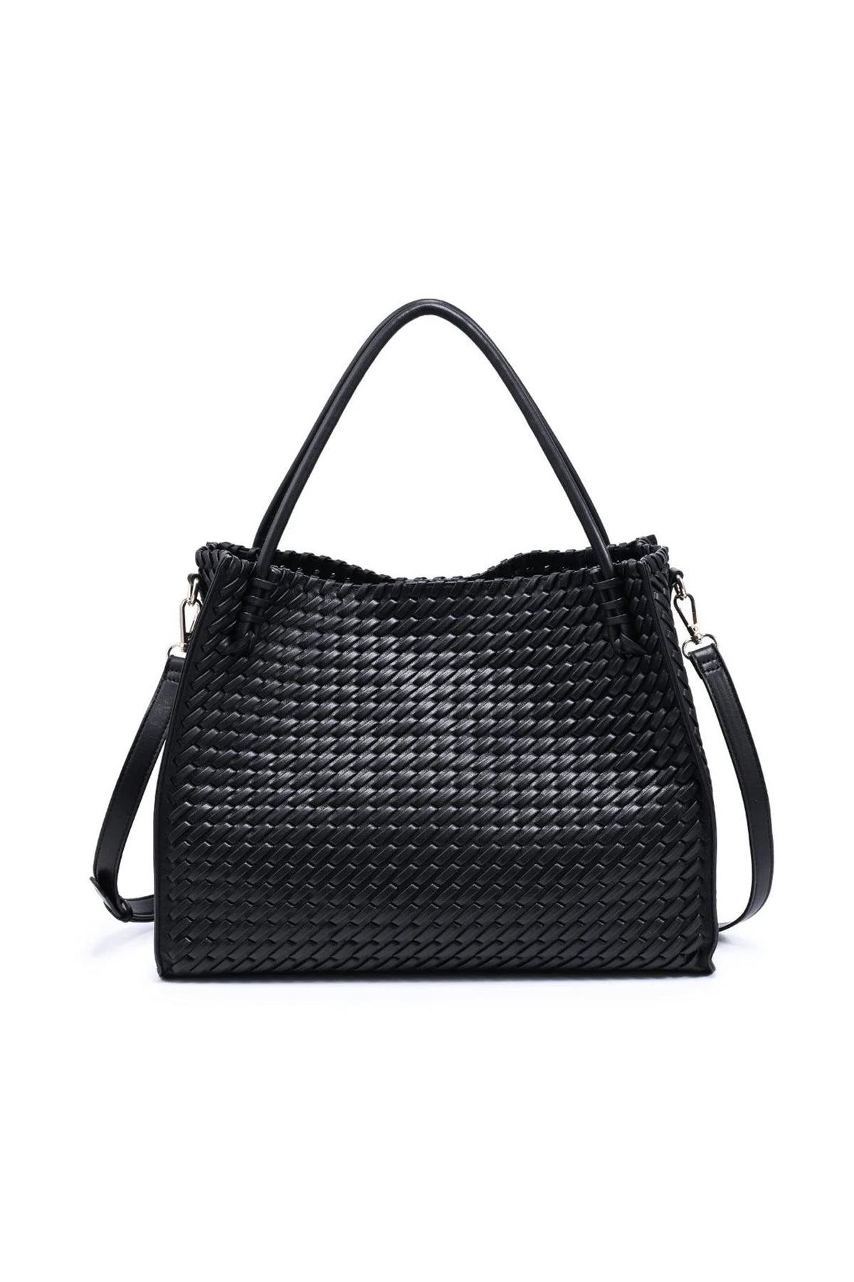 Sloane Woven Tote Bag in Black