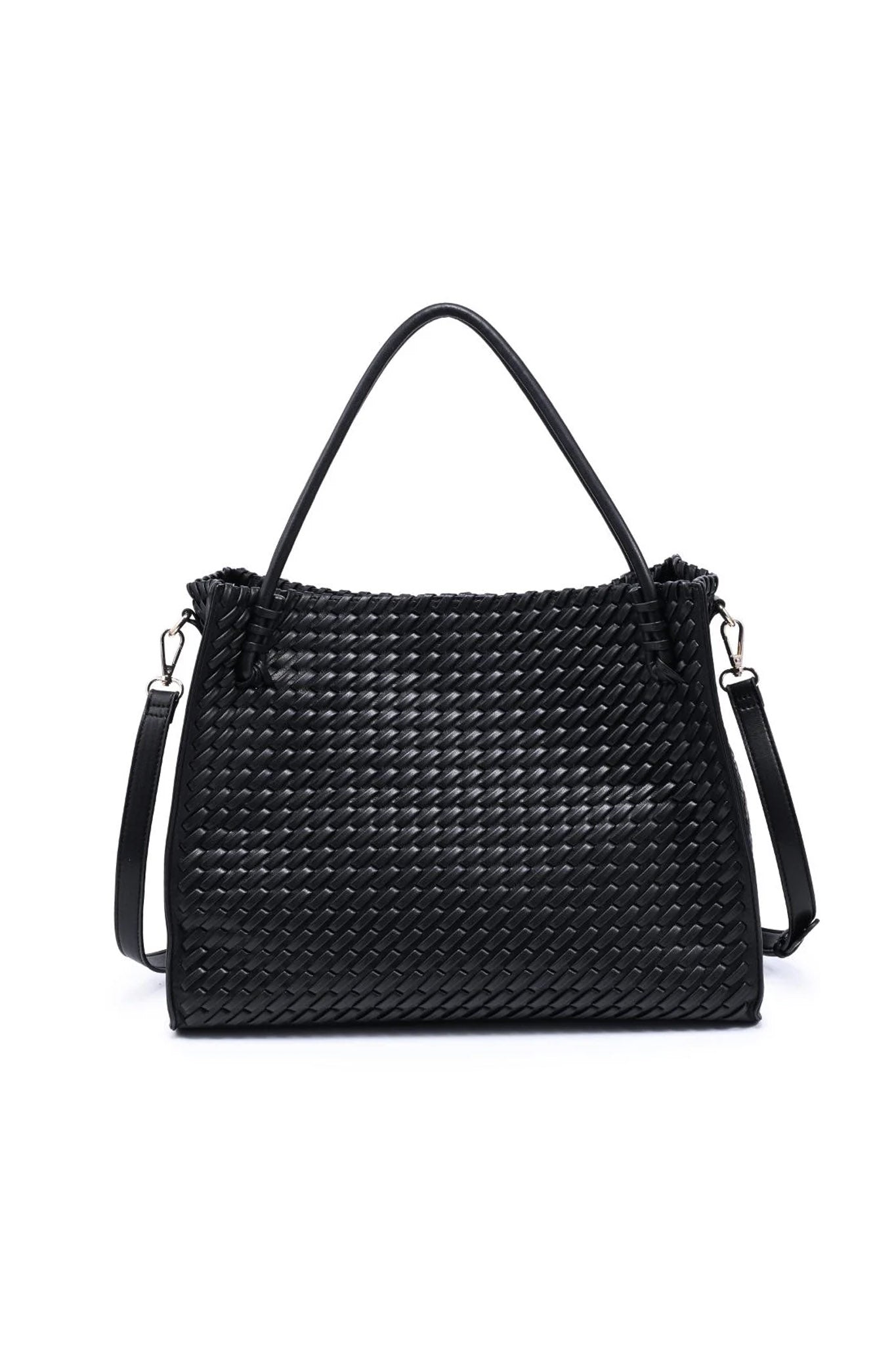Sloane Woven Tote Bag in Black