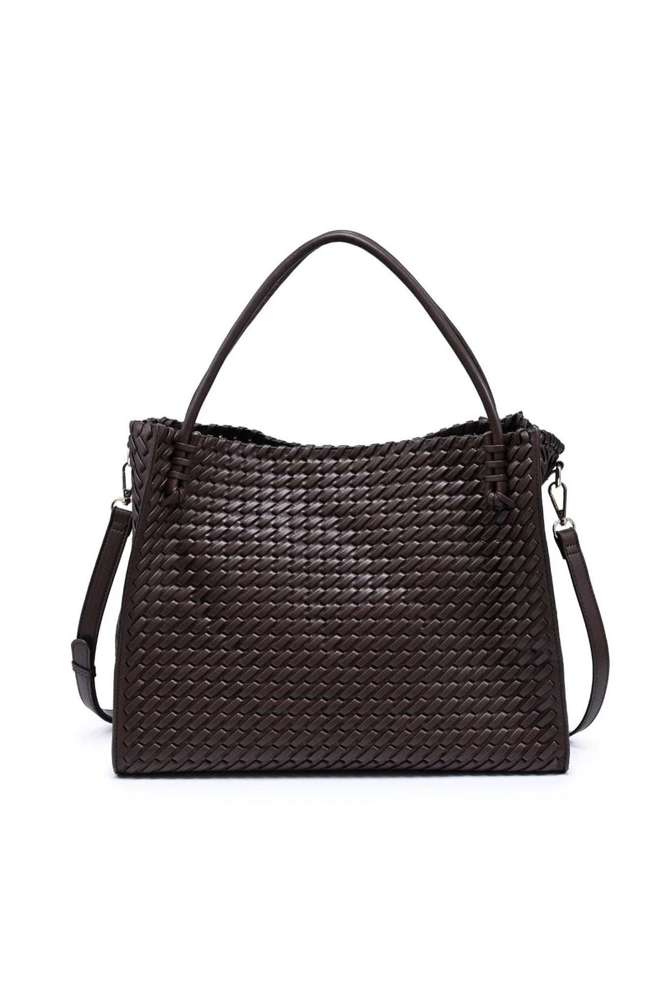 Sloane Woven Tote Bag in Chocolate