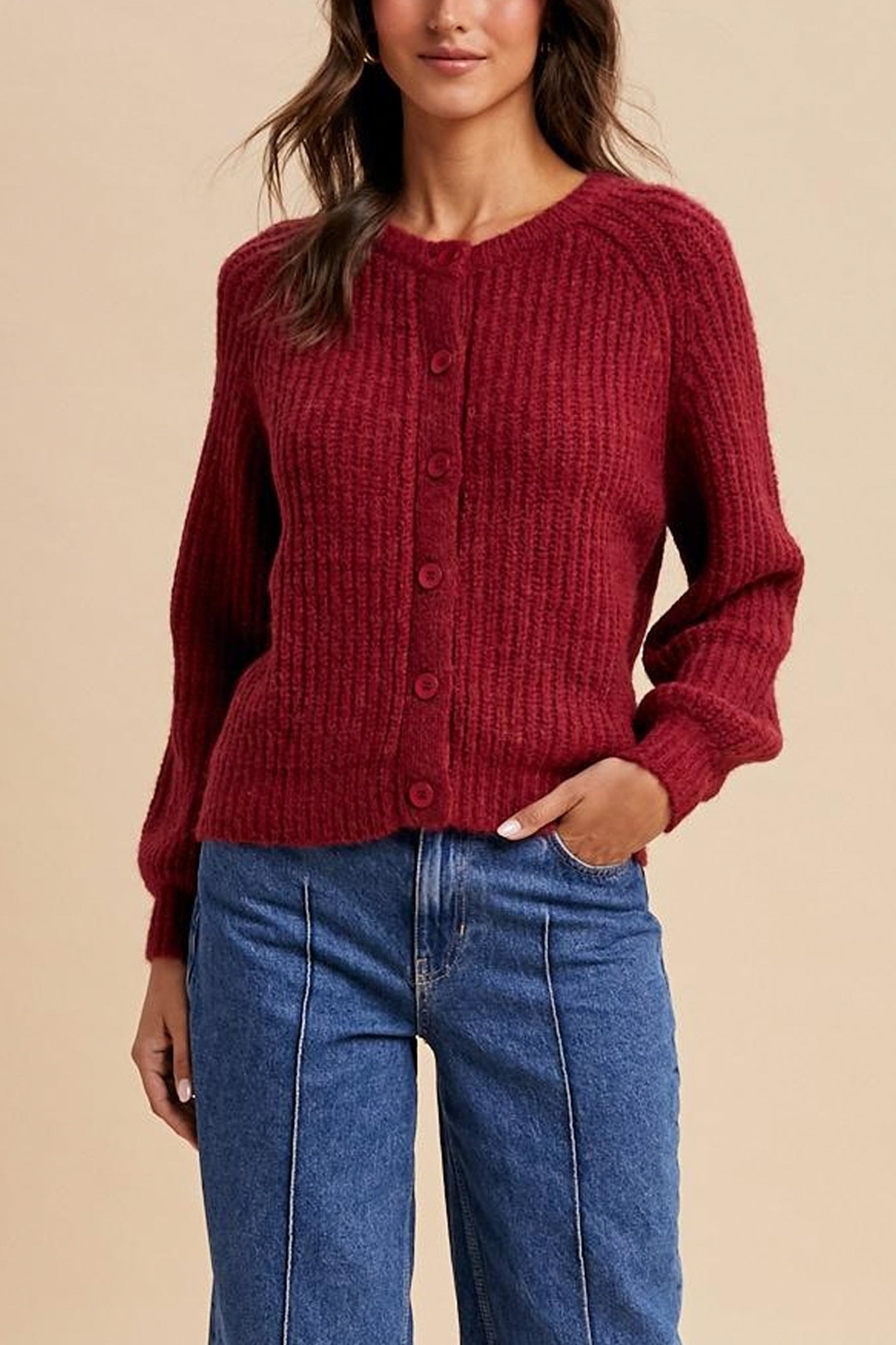 Stitch Cardigan in Burgundy