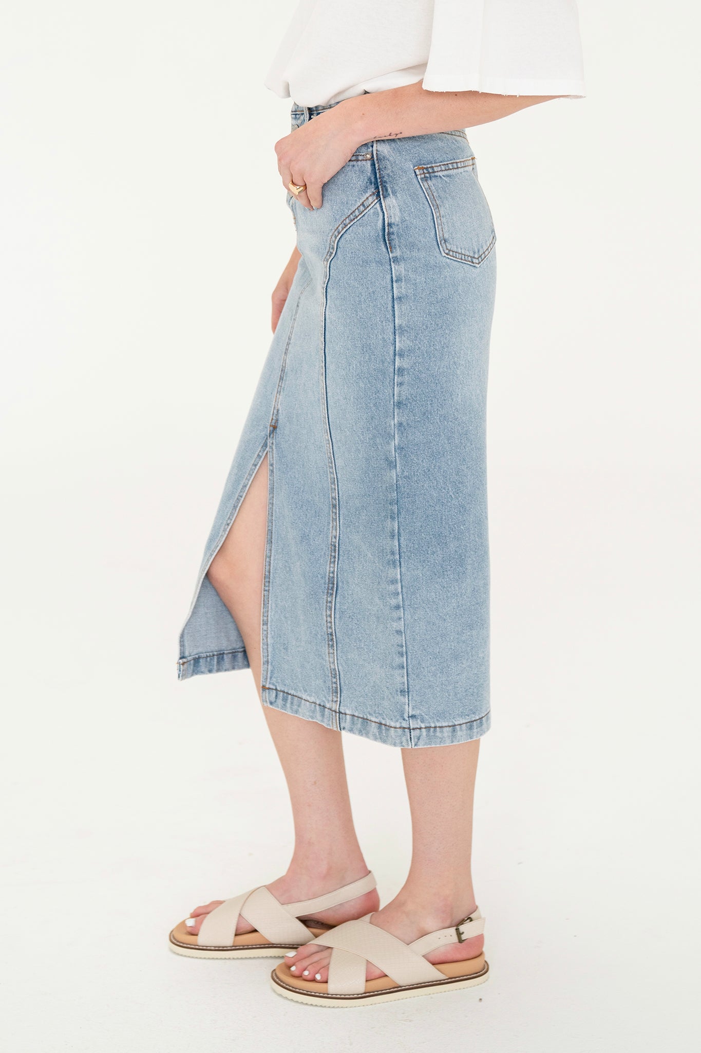 Sundaze Denim Midi Skirt