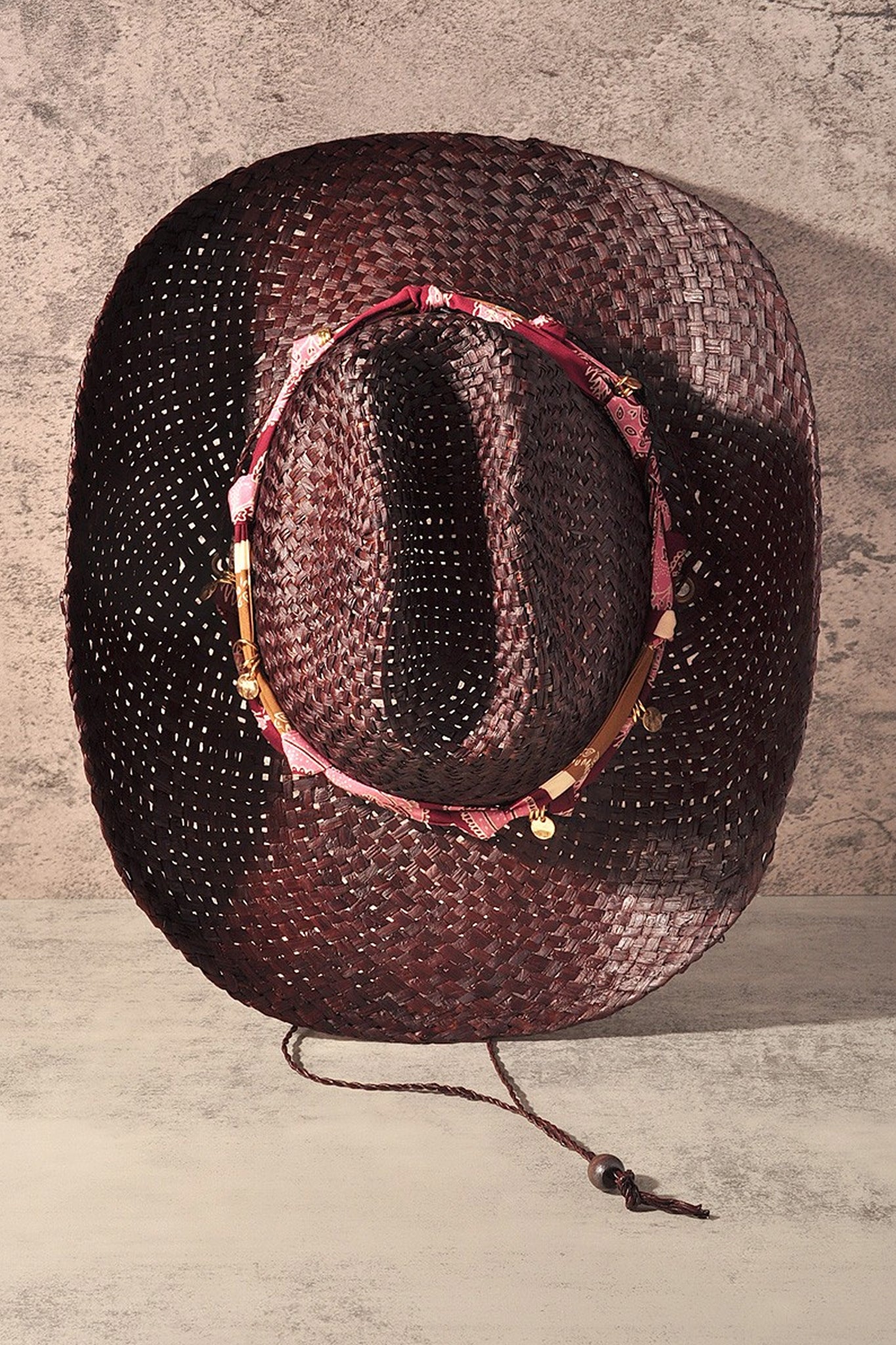 Sundown Raffia Cowboy Hat in Chocolate