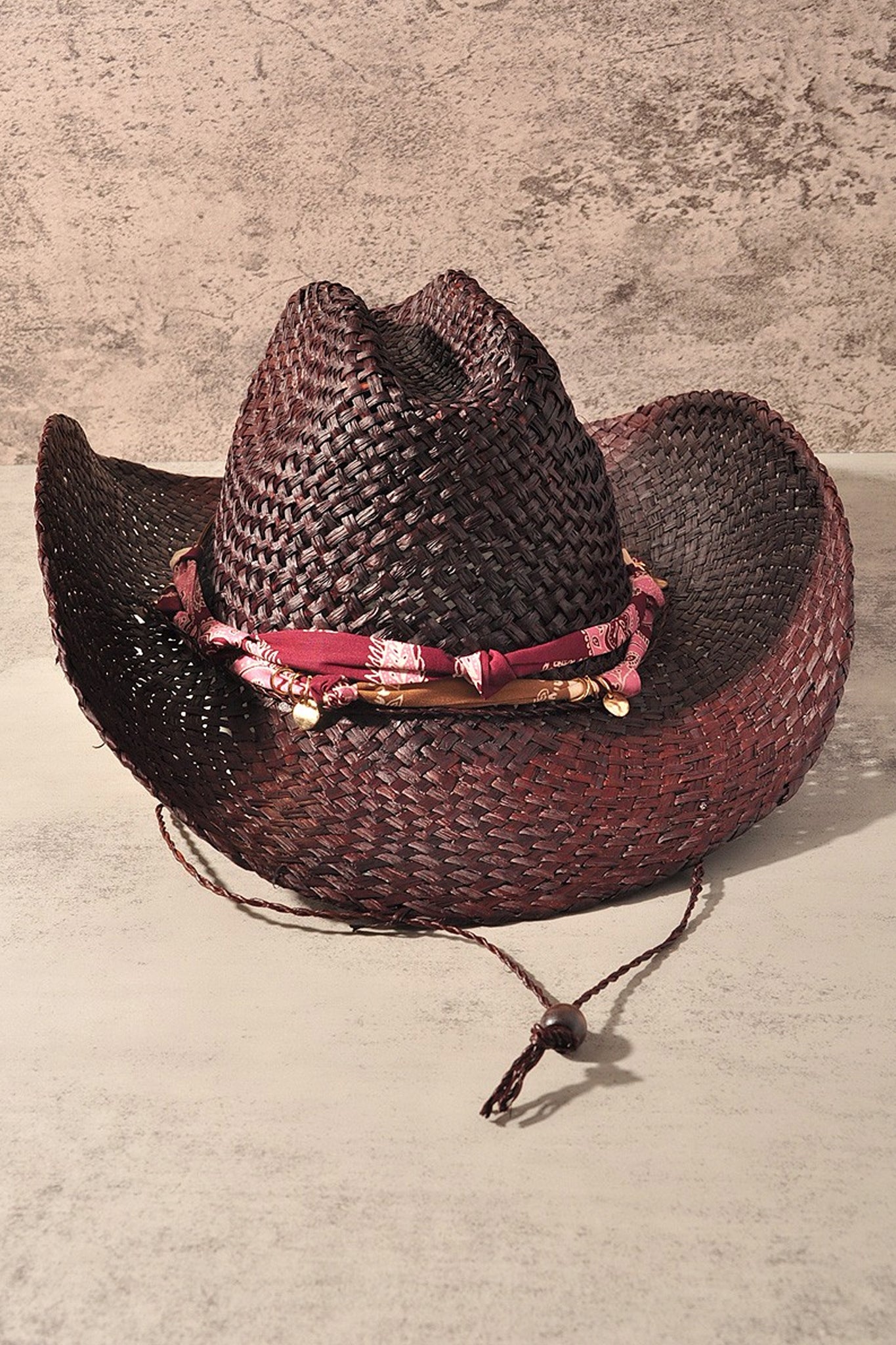 Sundown Raffia Cowboy Hat in Chocolate