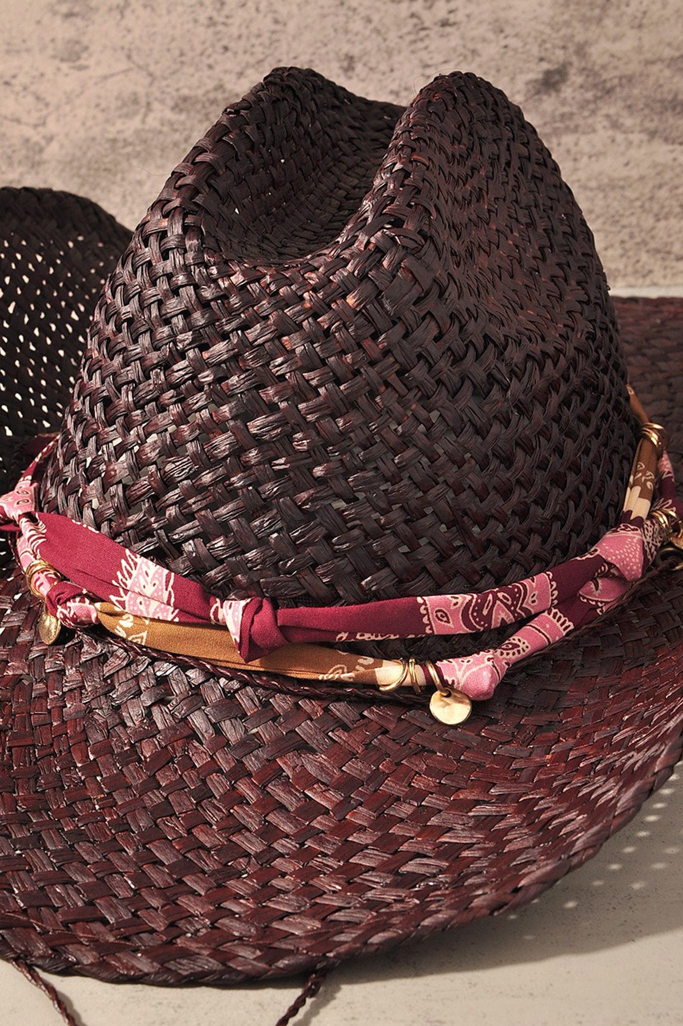 Sundown Raffia Cowboy Hat in Chocolate