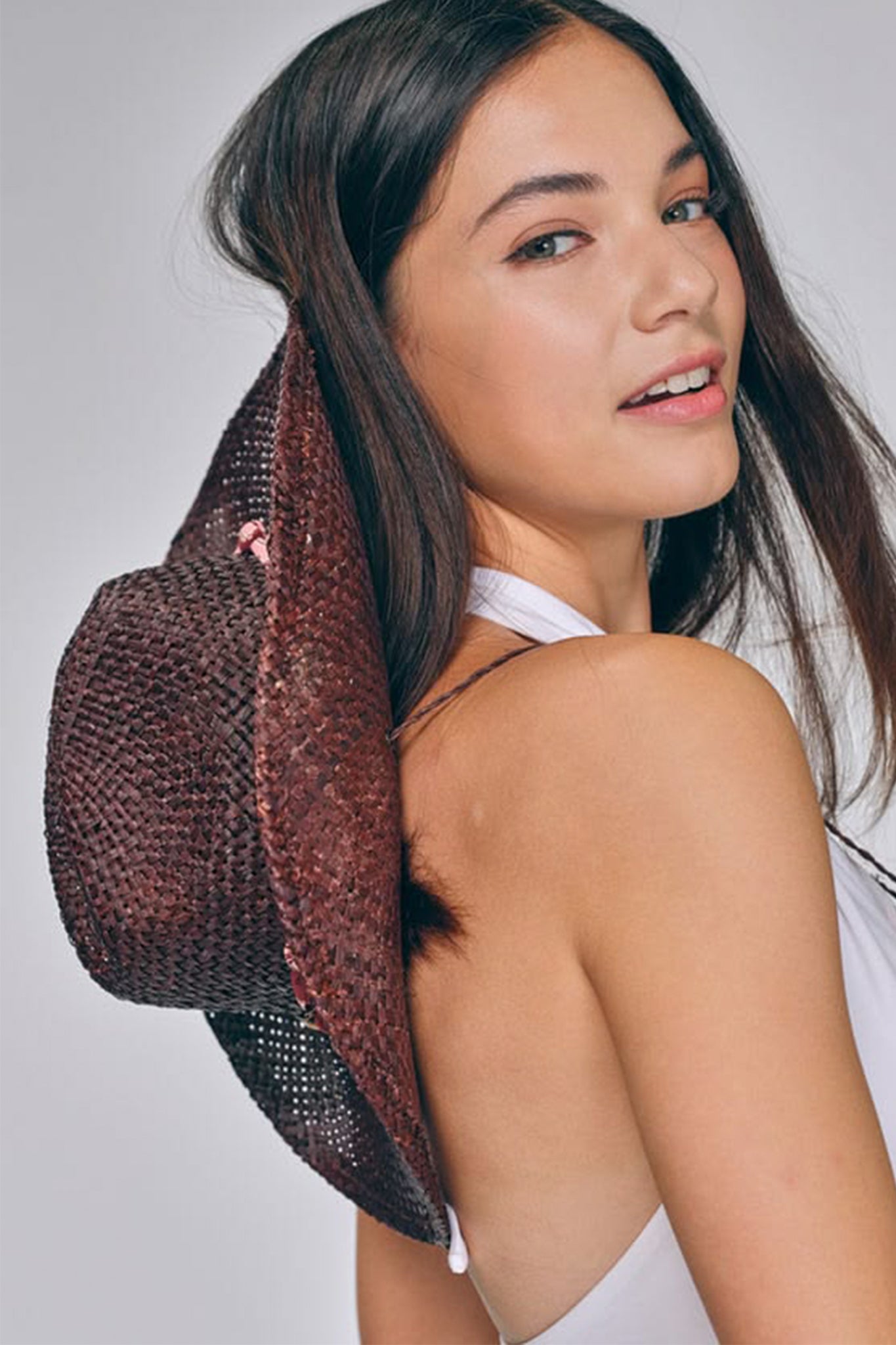 Sundown Raffia Cowboy Hat in Chocolate