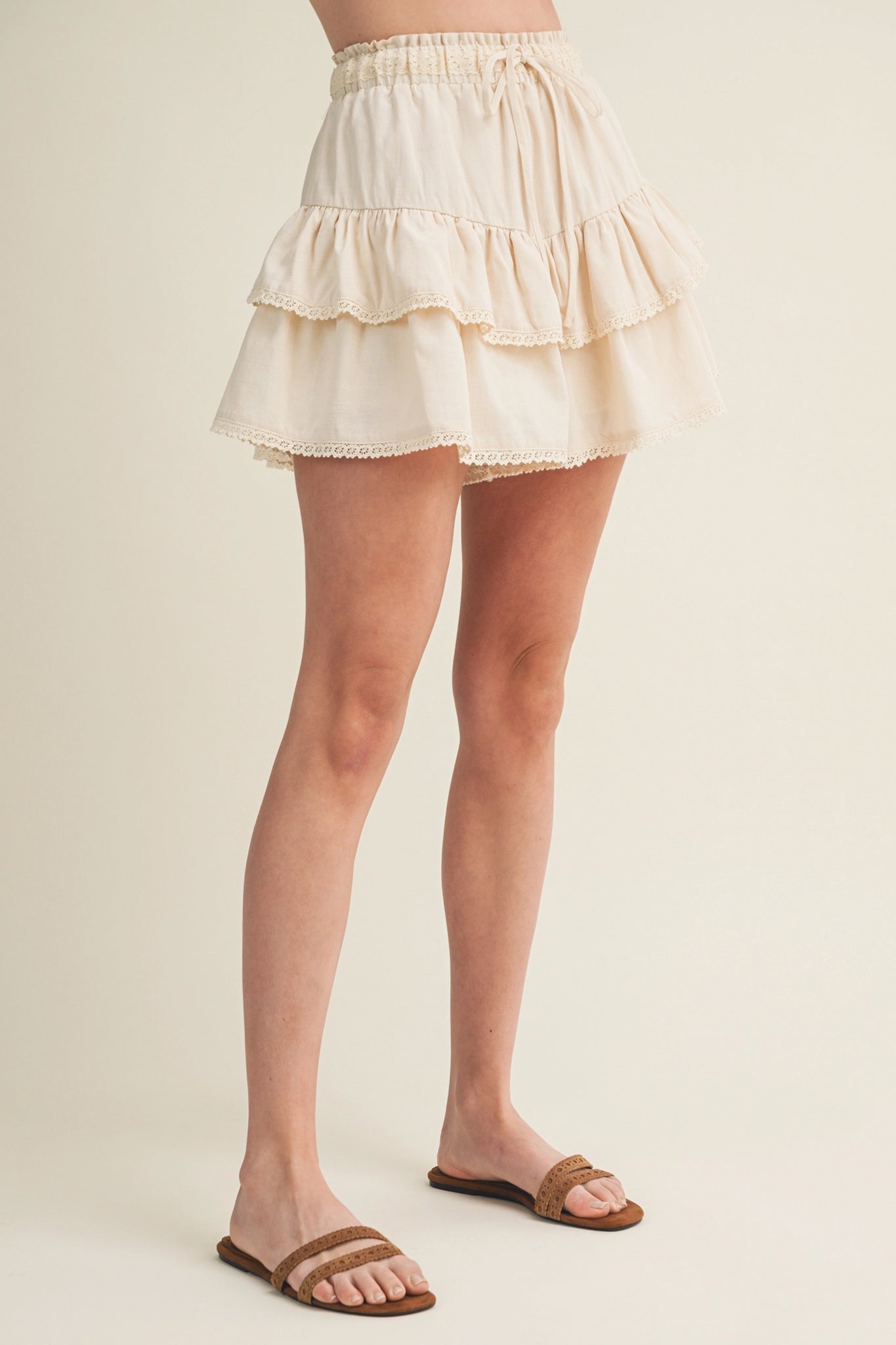 Coastal Lace Tiered Ruffled Skort
