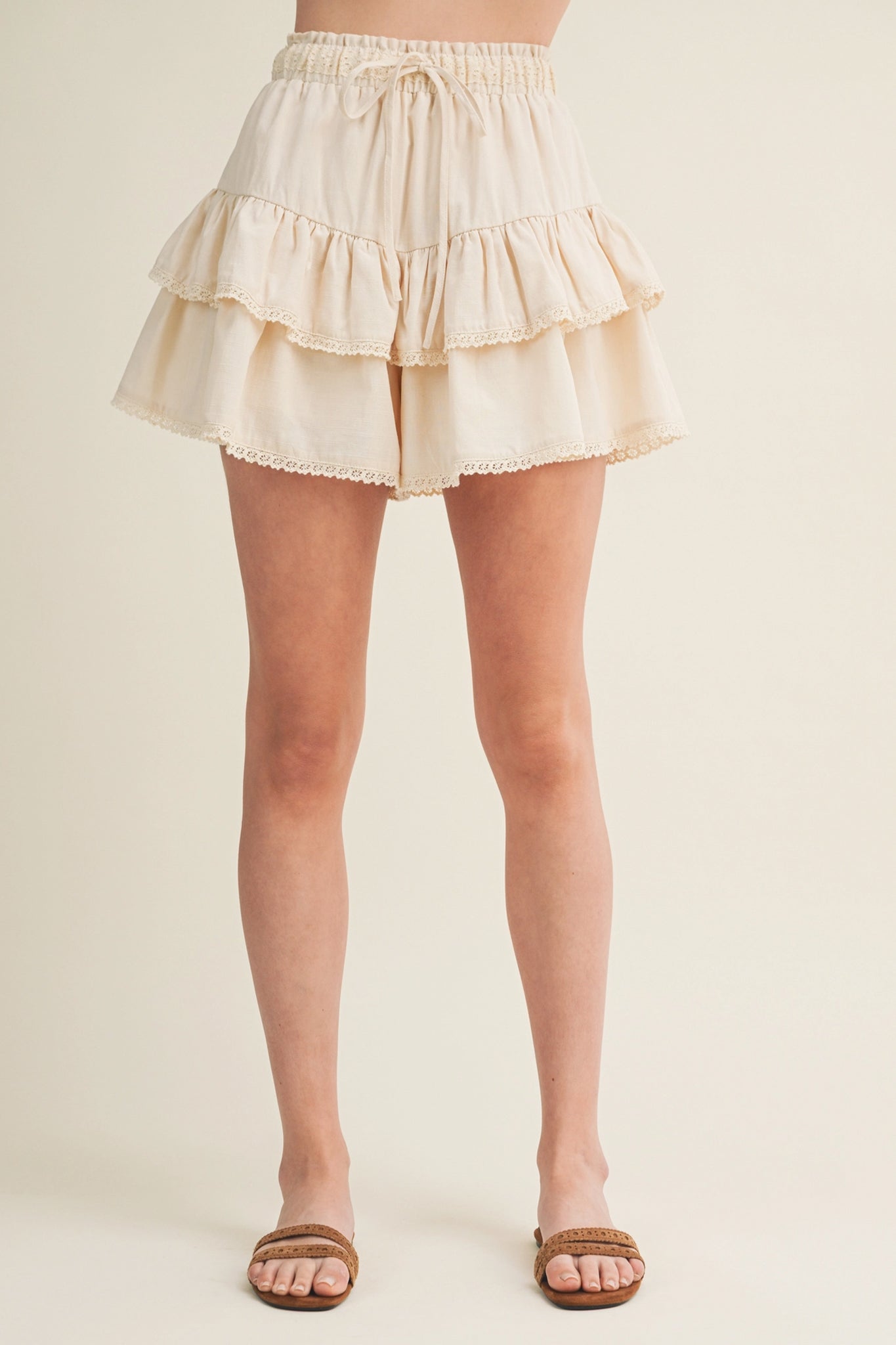 Coastal Lace Tiered Ruffled Skort