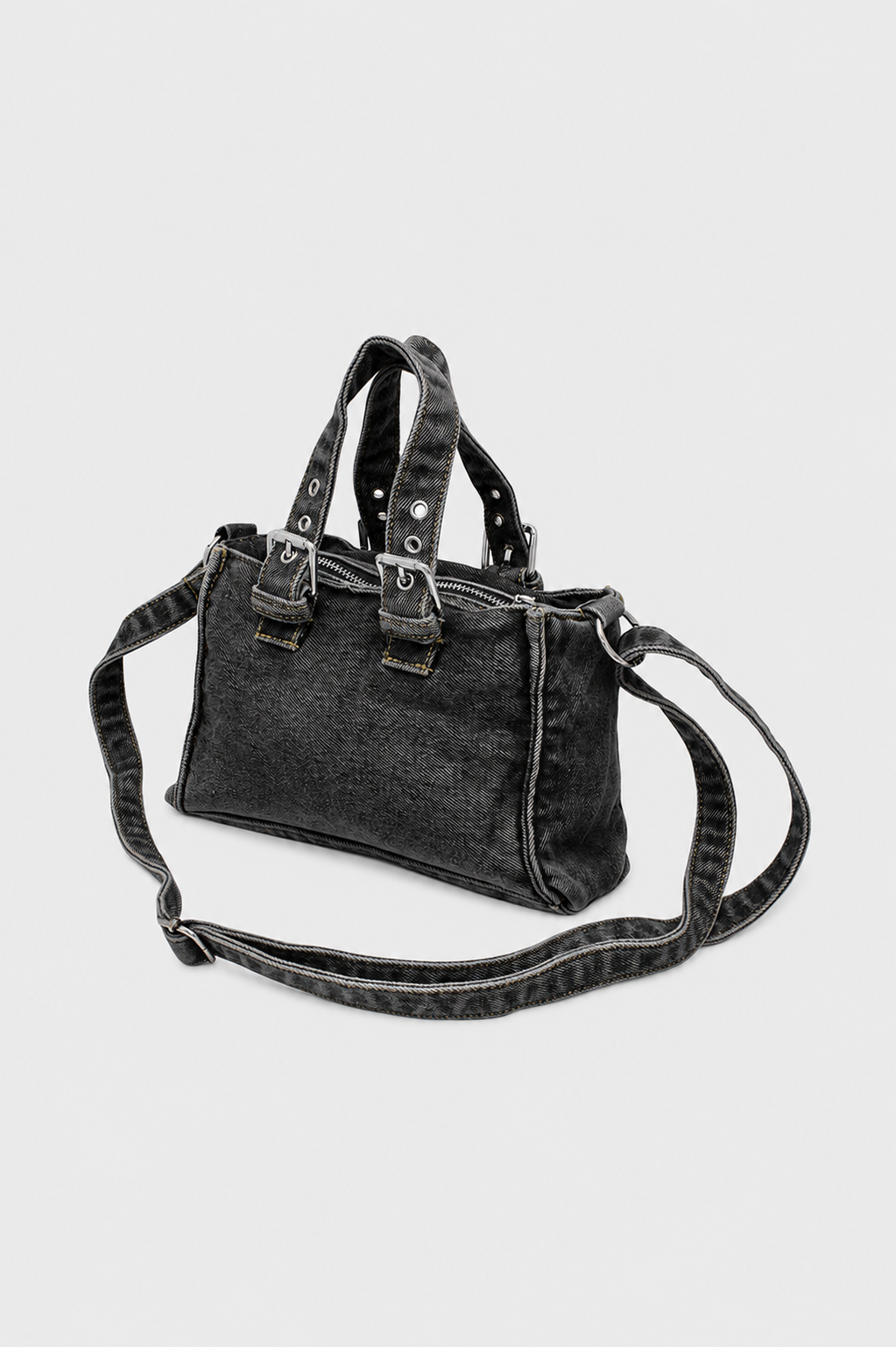 Westward Denim Mini Satchel in Washed Black
