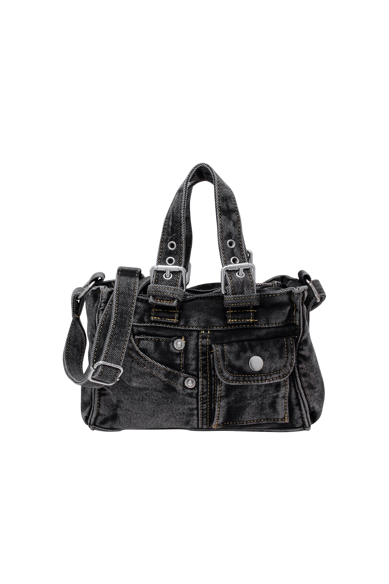 Westward Denim Mini Satchel in Washed Black