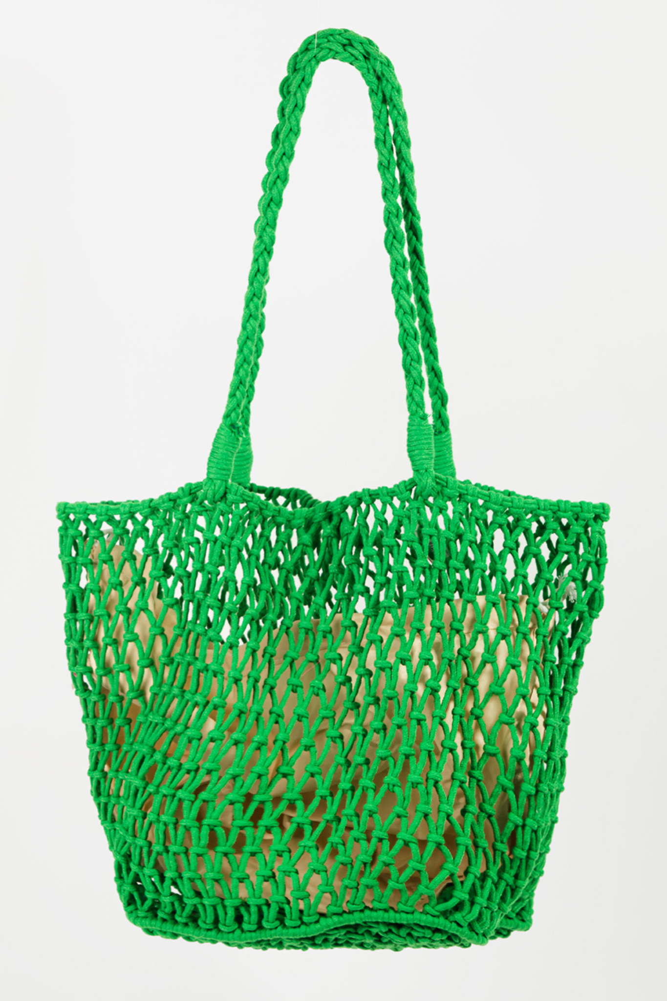 View 2 of Mares Braided Net Tote Bag in Green, a Bags from Larrea Cove. Detail: .