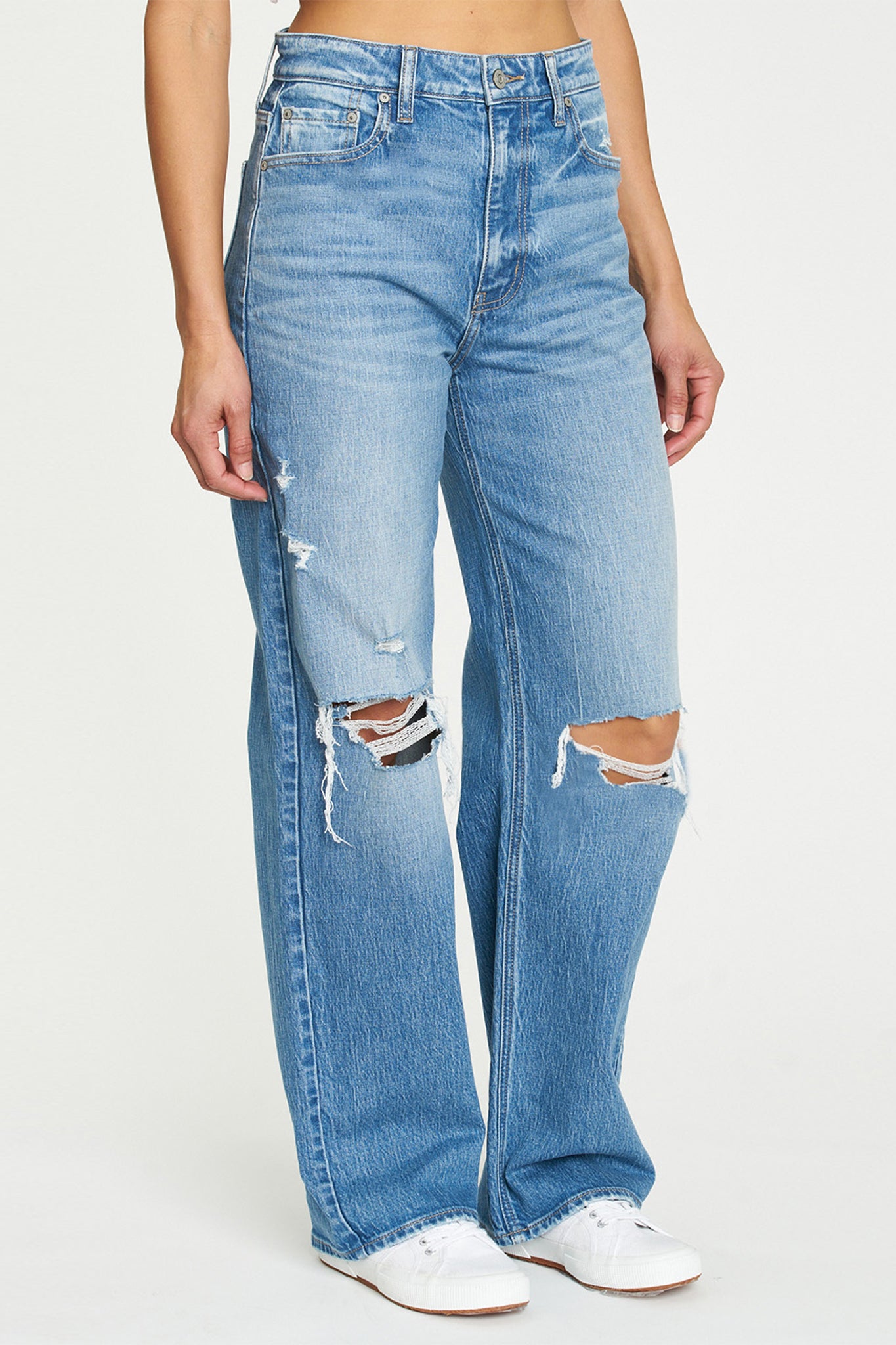 Eunina Ryder baggy jeans in smoke tree from Larrea Cove, offering a relaxed boho vibe for coastal adventures.