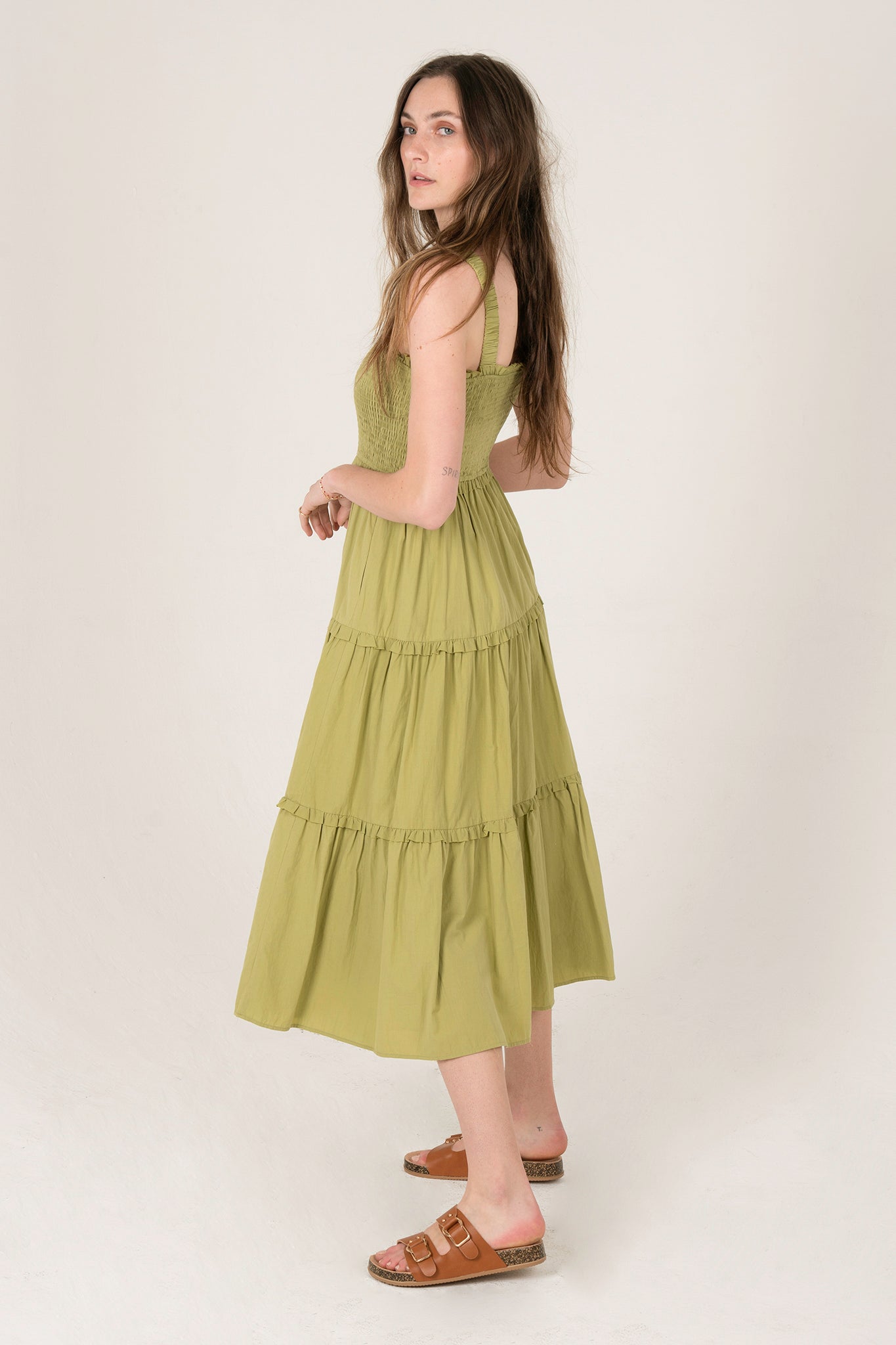 View 3 of Anise Tiered Midi Dress, a Dresses from Larrea Cove. Detail: .