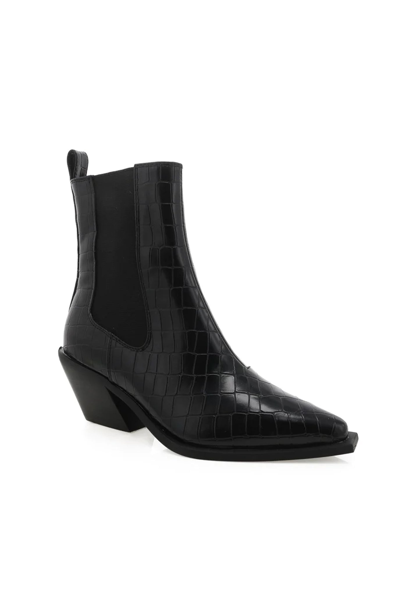 Billini Ukaya Bootie in a sleek monochrome design, showcased with sunglasses. The stylish bootie is part of the 2022 collection and currently on sale.