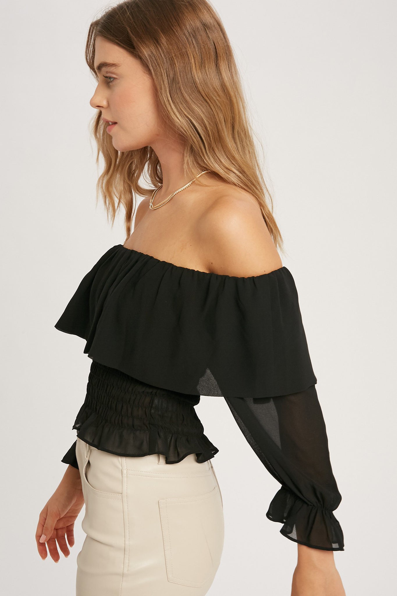 View 3 of Boa Off Shoulder Top, a Tops from Larrea Cove. Detail: .