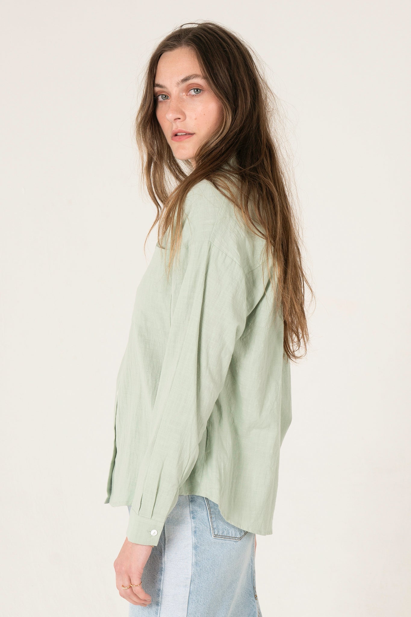 View 2 of Laurel Button Down Shirt, a Tops from Larrea Cove. Detail: .