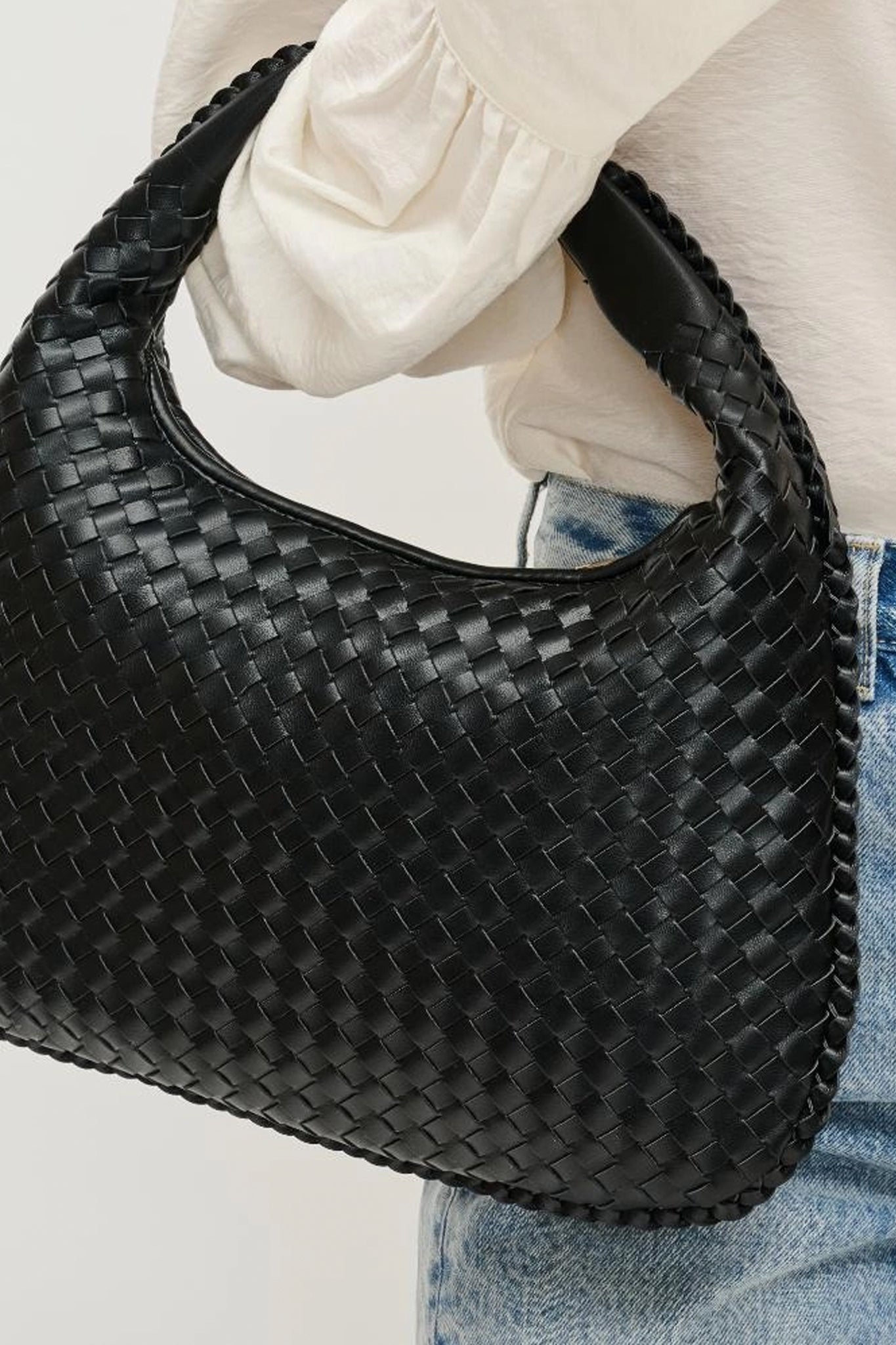 Adela Woven Hobo in Black