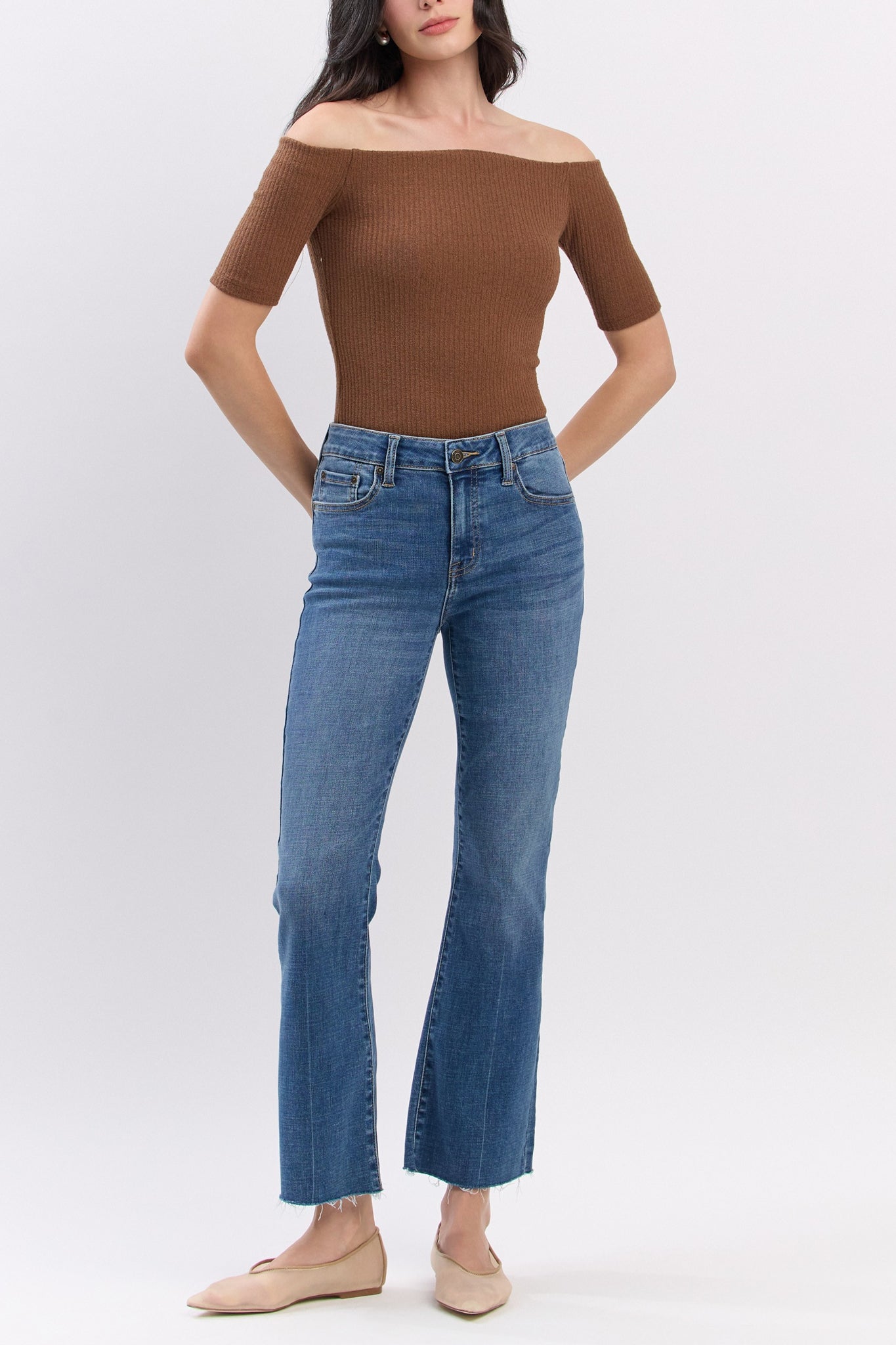 Eunina Kaylee Kick Flare Jeans in Melton