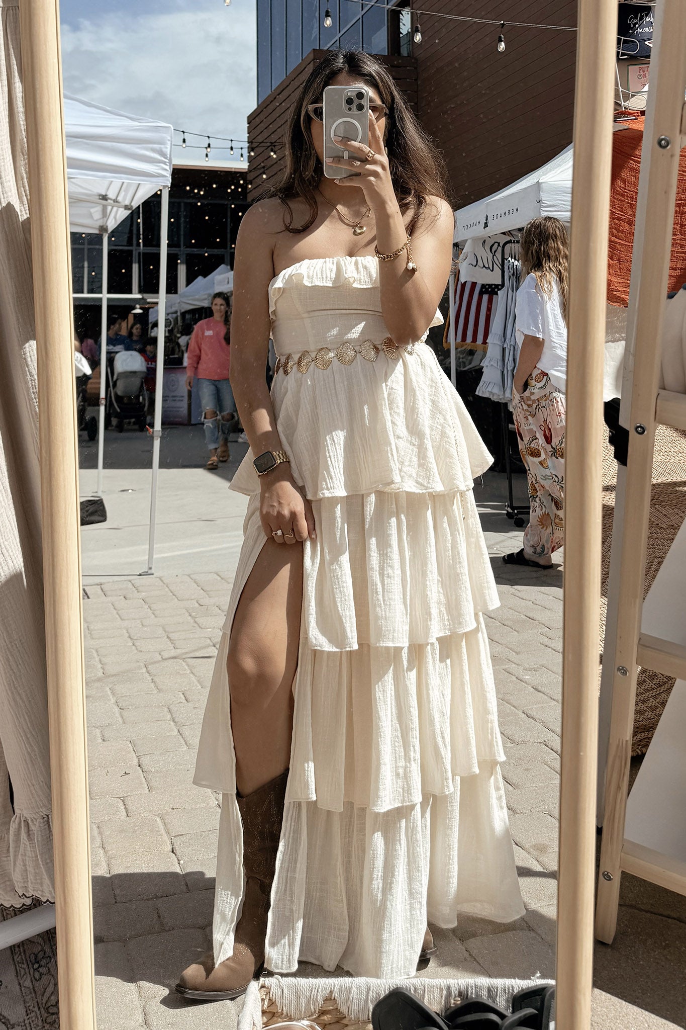 Sundown Strapless Tiered Maxi Dress