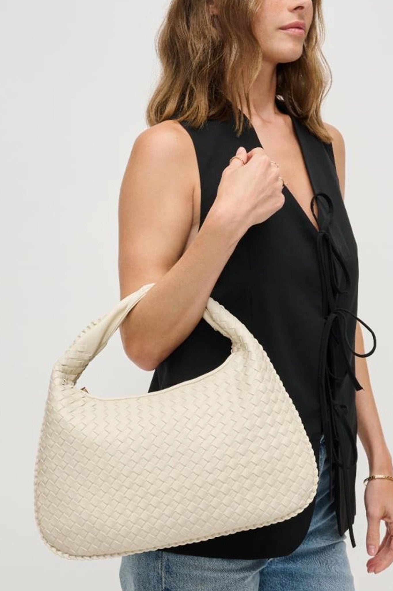 Adela Woven Hobo in Oatmilk