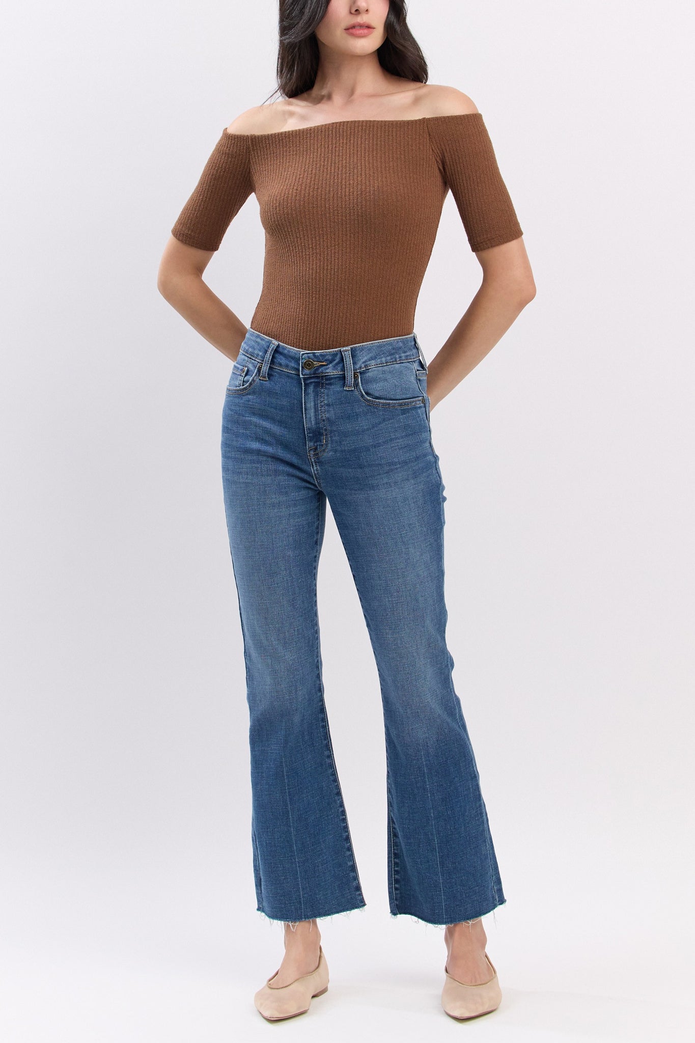 Eunina Kaylee Kick Flare Jeans in Melton