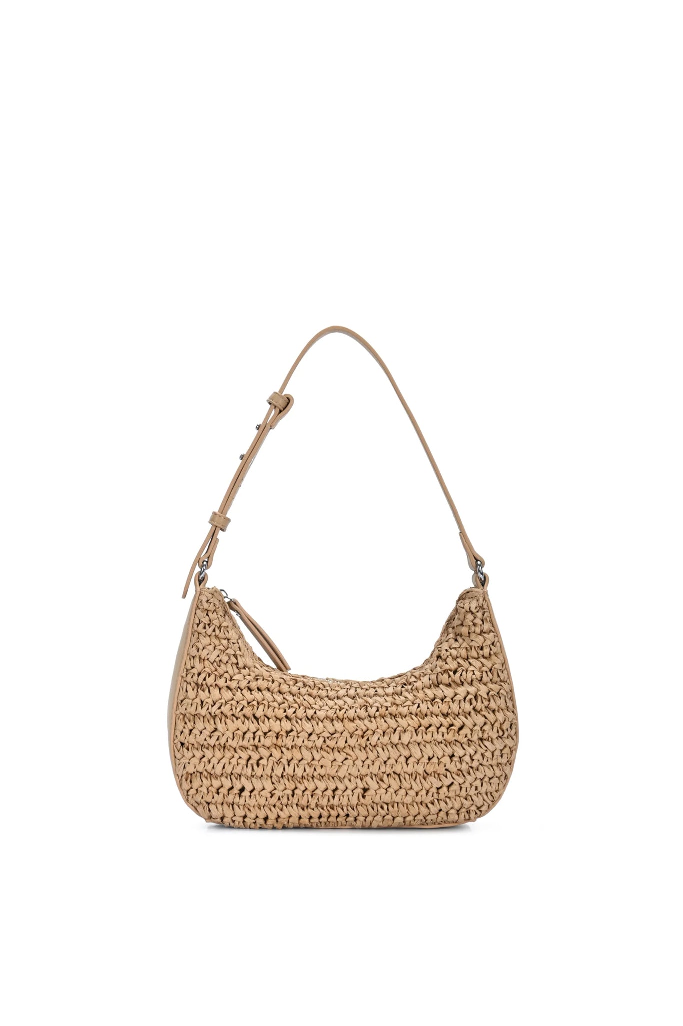 Straw Shoulder Bag in Camel