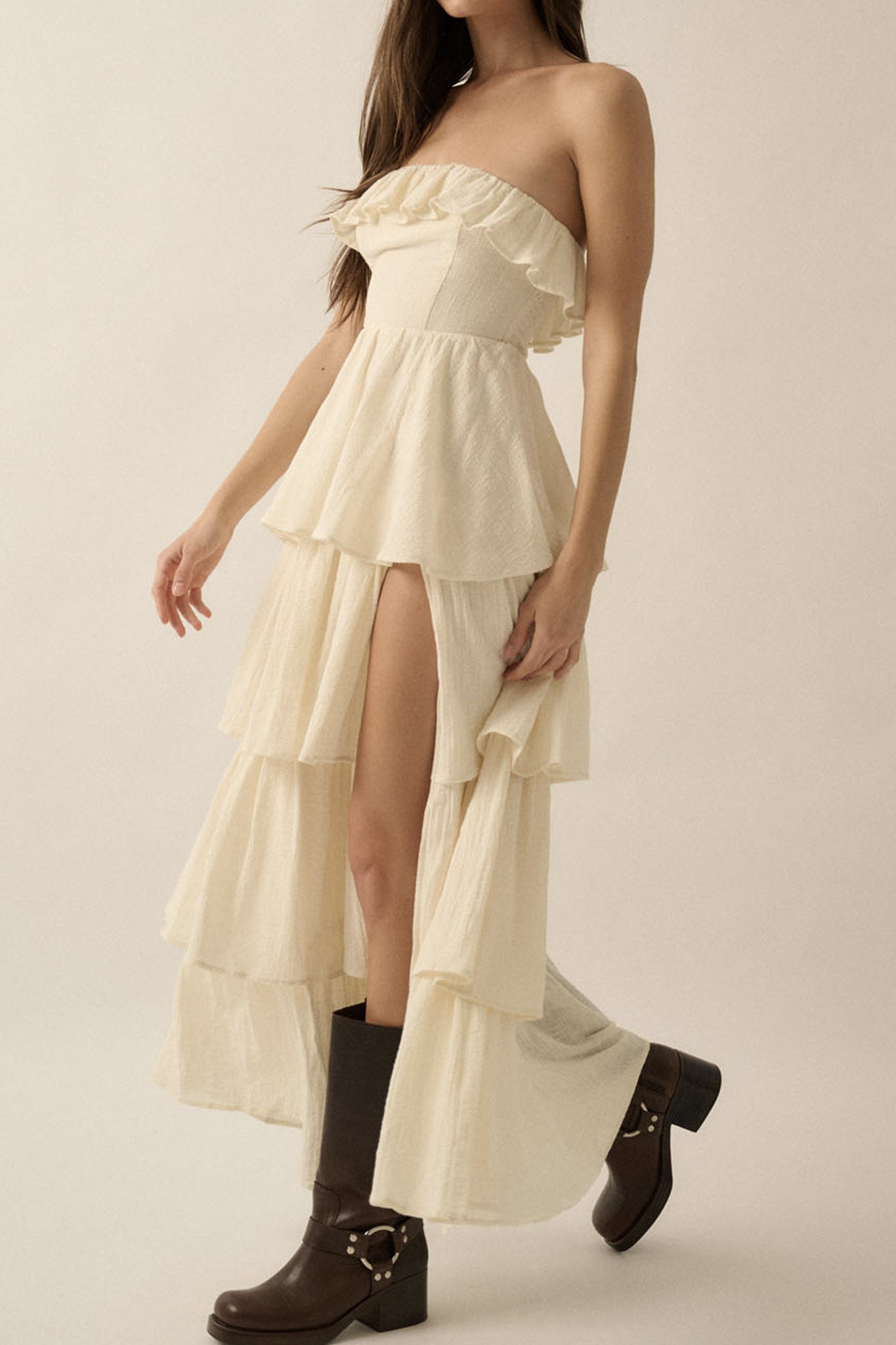 Sundown Strapless Tiered Maxi Dress