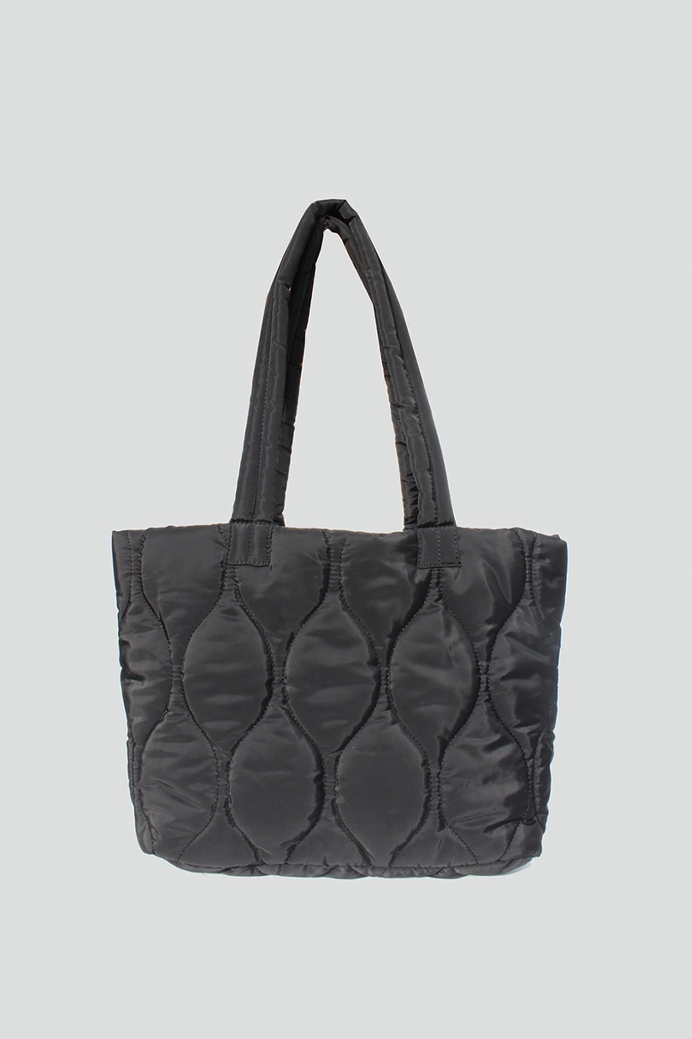 2-in-1 Quilted Hourglass Tote in Black