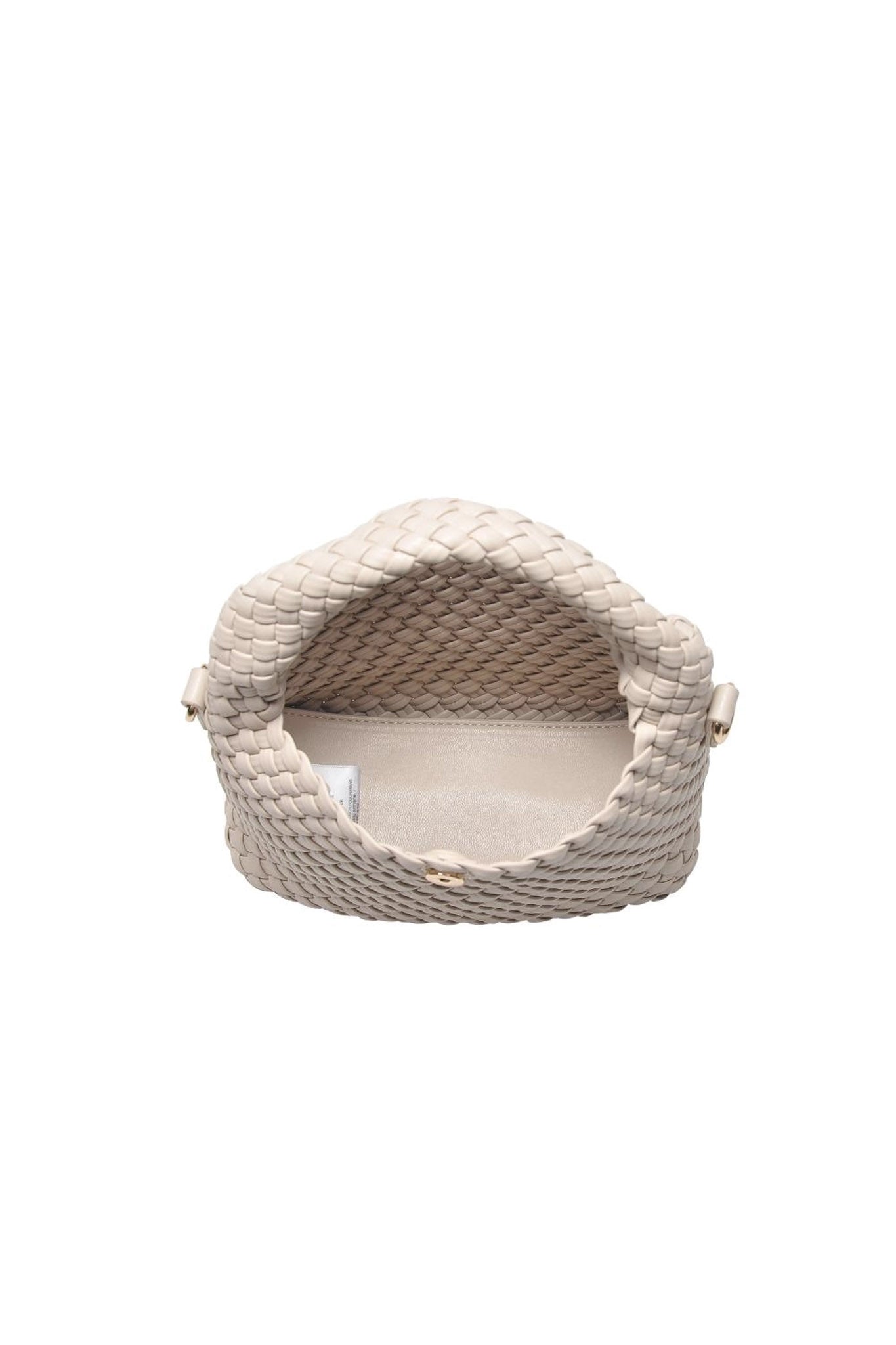 Woven Vegan Leather Crossbody in Ivory