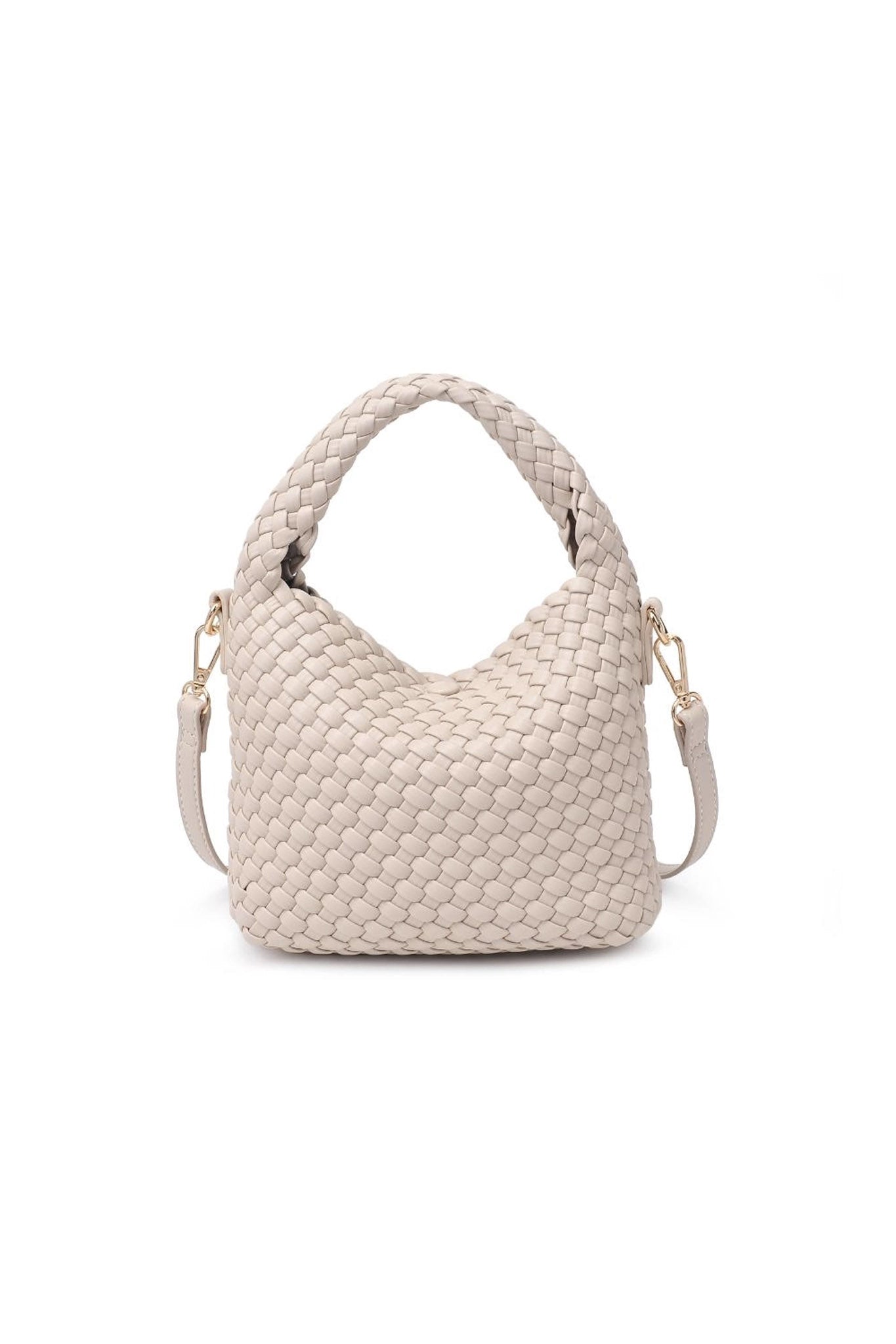 Woven Vegan Leather Crossbody in Ivory