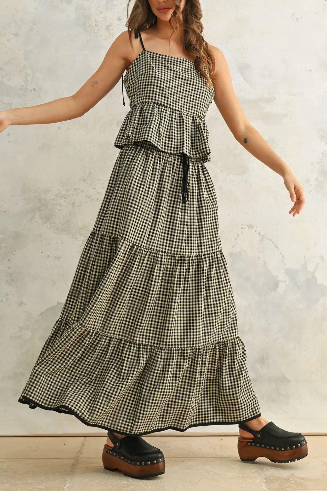 Sonora Gingham Maxi Skirt