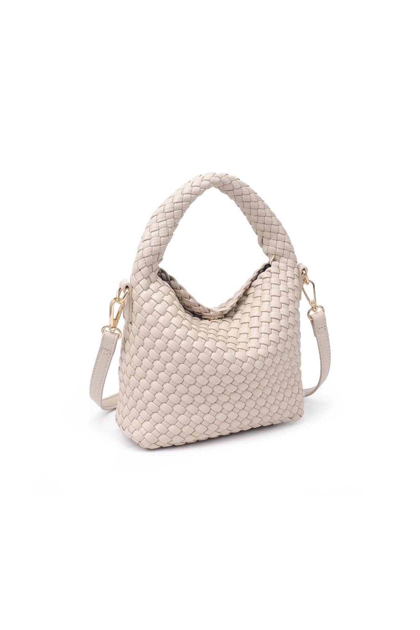 Woven Vegan Leather Crossbody in Ivory