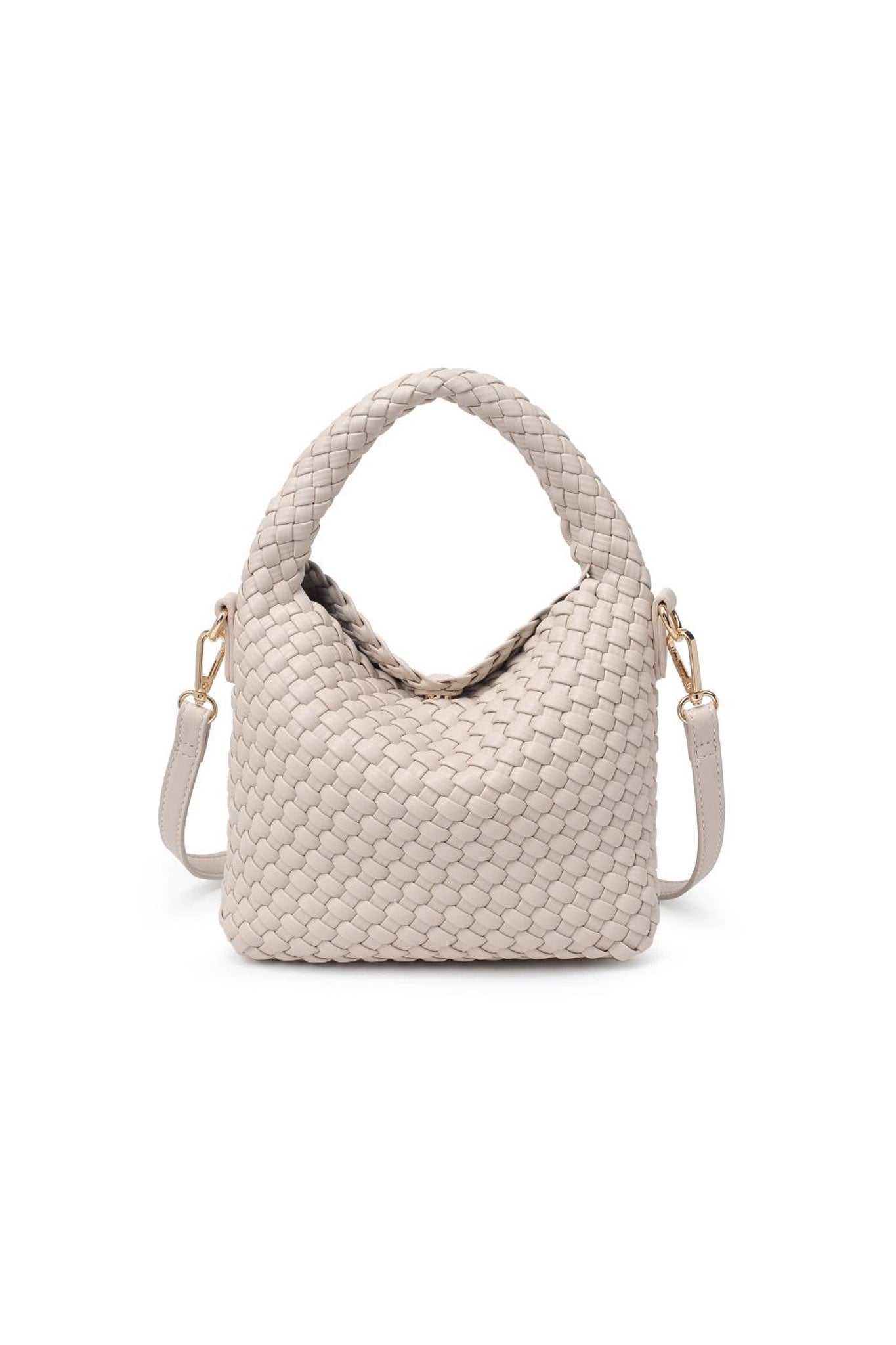 Woven Vegan Leather Crossbody in Ivory