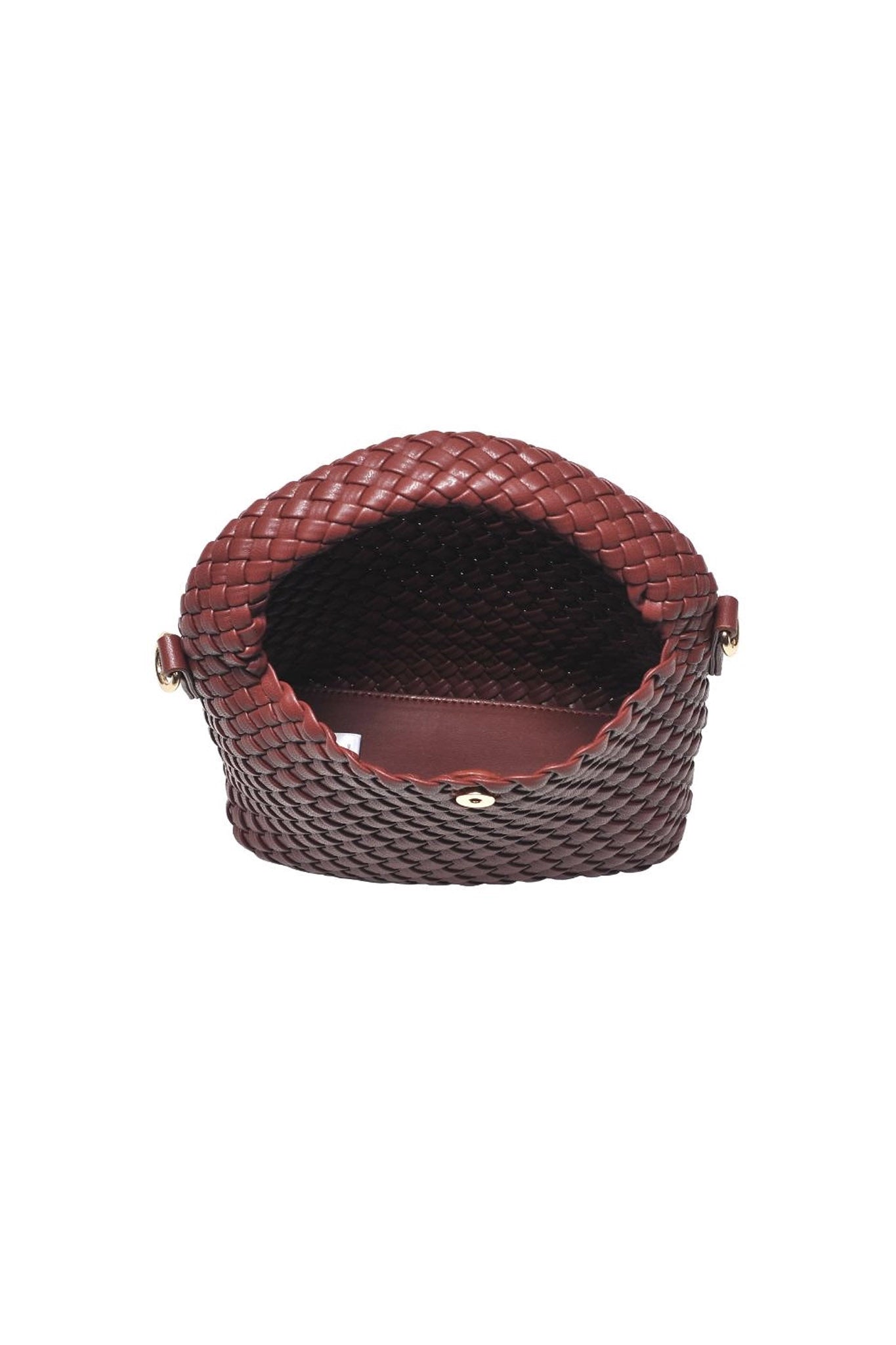 Woven Vegan Leather Crossbody in Burgundy