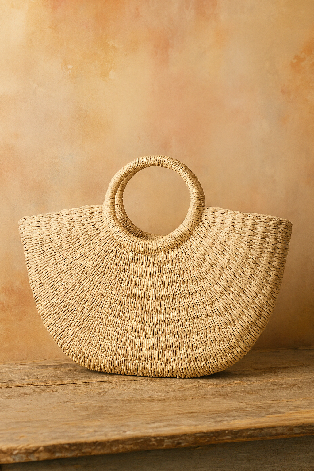 Marra Circle Handle Straw Bag in Ivory