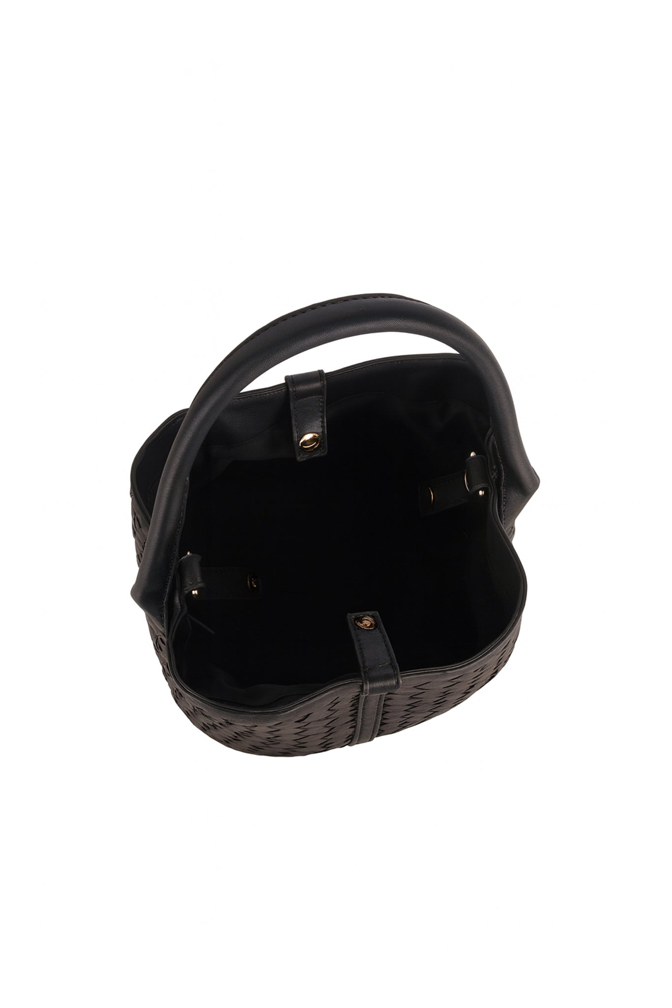 2 in 1 Woven Bucket Bag in Black